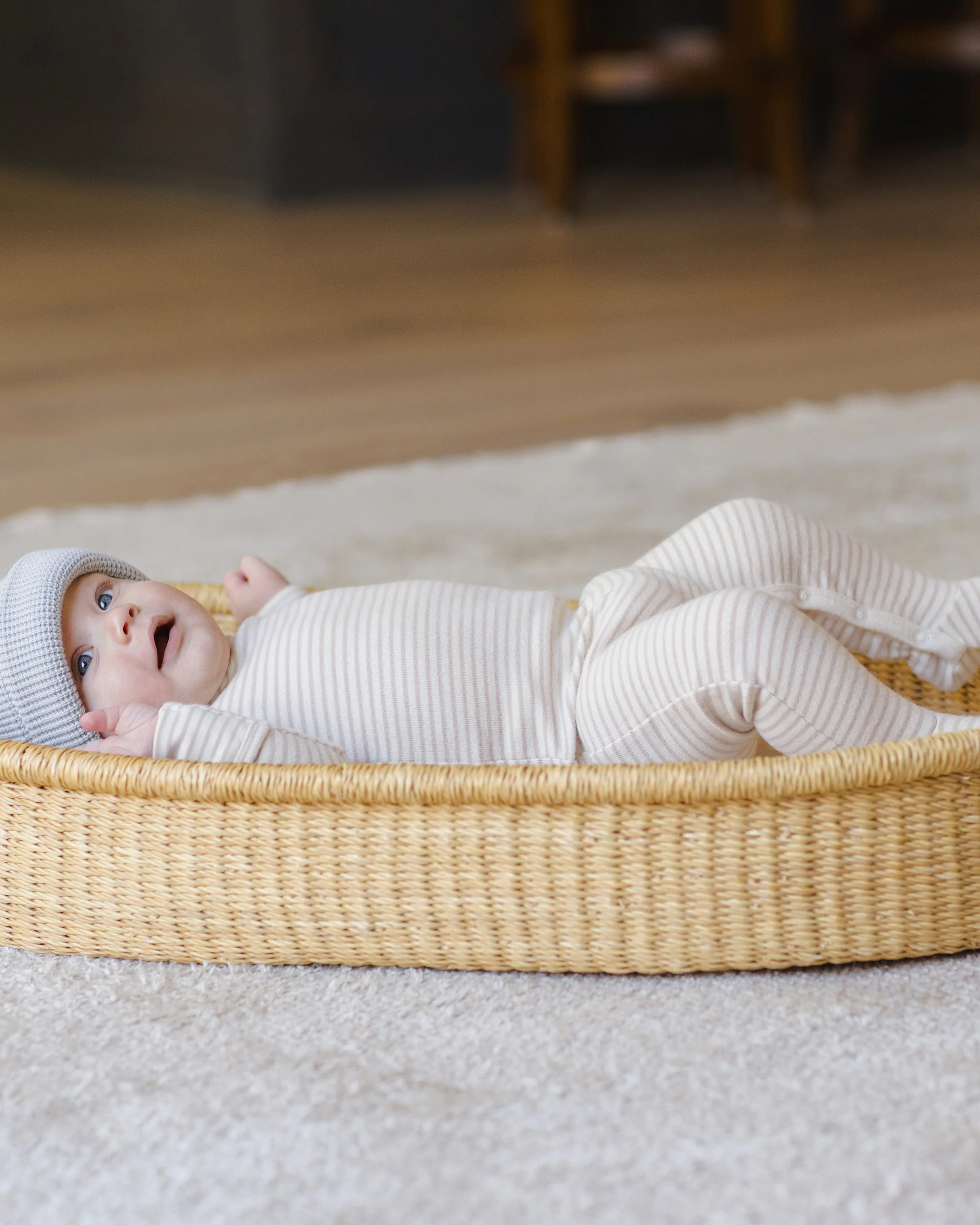 Baby Footie Oat Micro Stripe - Image 6