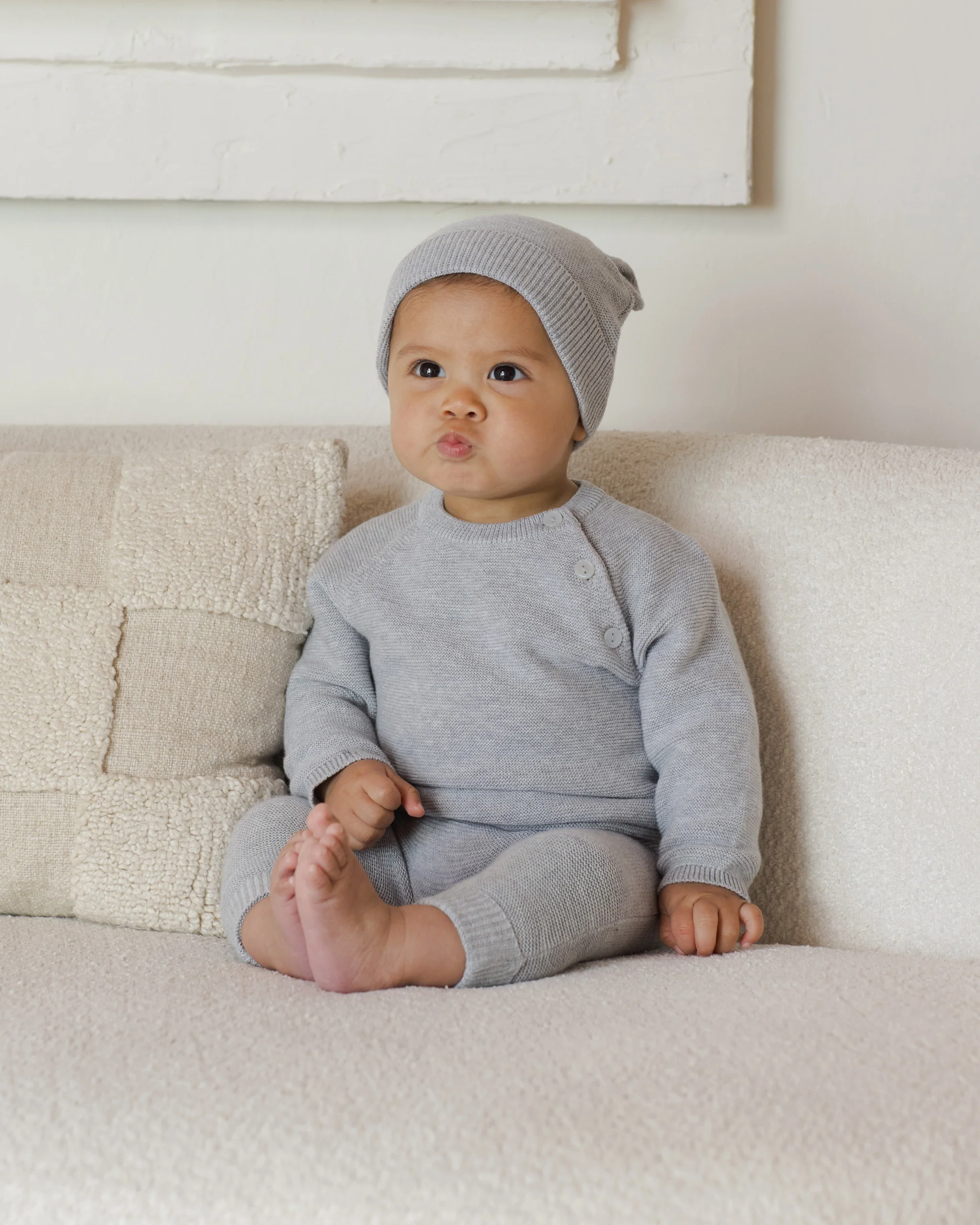 Baby Bear Beanie Heathered Dusty Blue - Image 3