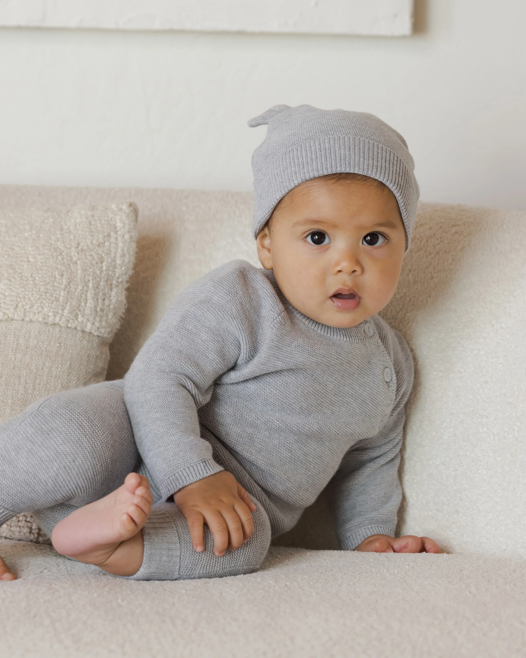 Baby Bear Beanie Heathered Dusty Blue - Image 2