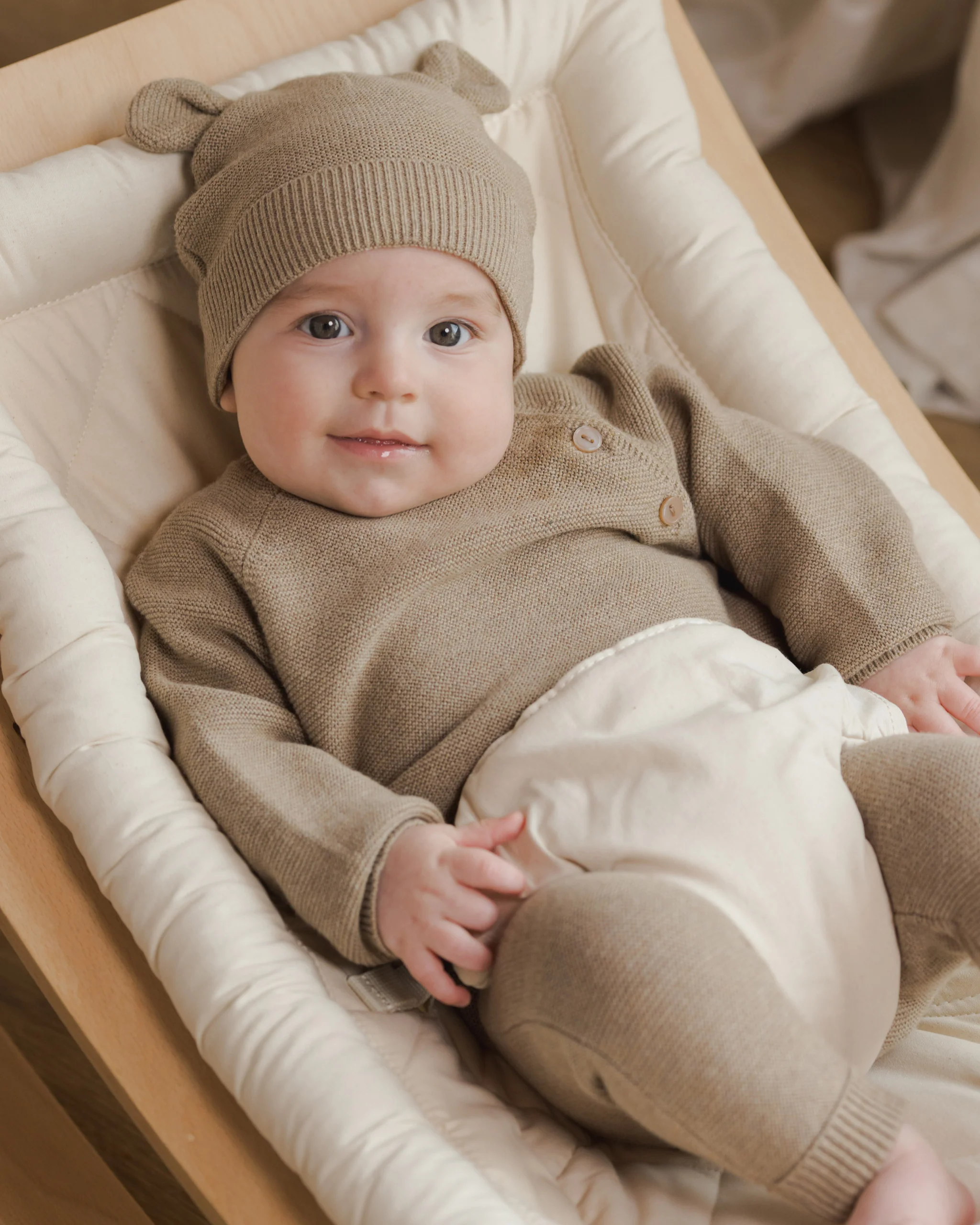 Baby Bear Beanie Heathered Mocha - Image 3