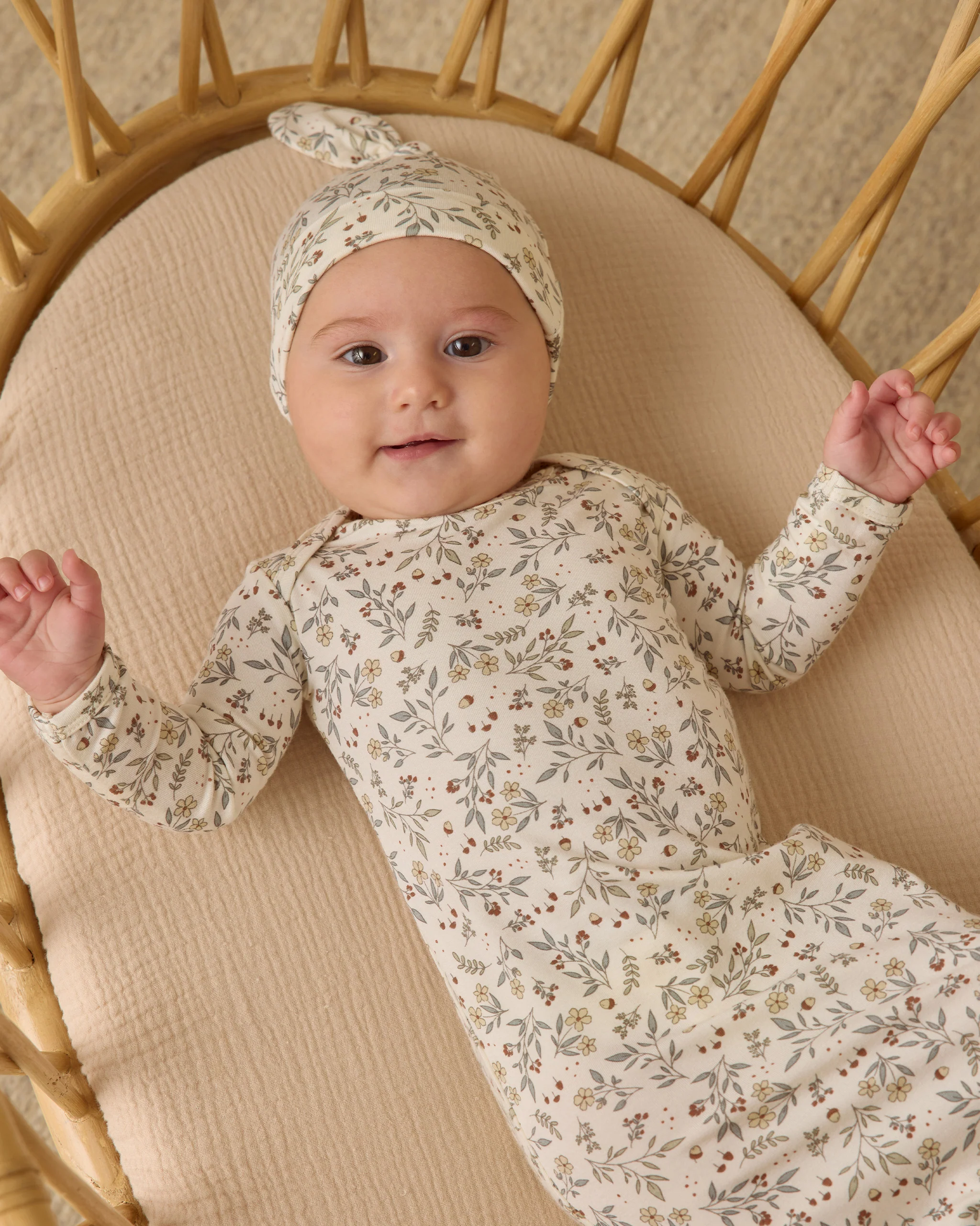 Bamboo Baby Gown + Hat Set Woodland - Image 2