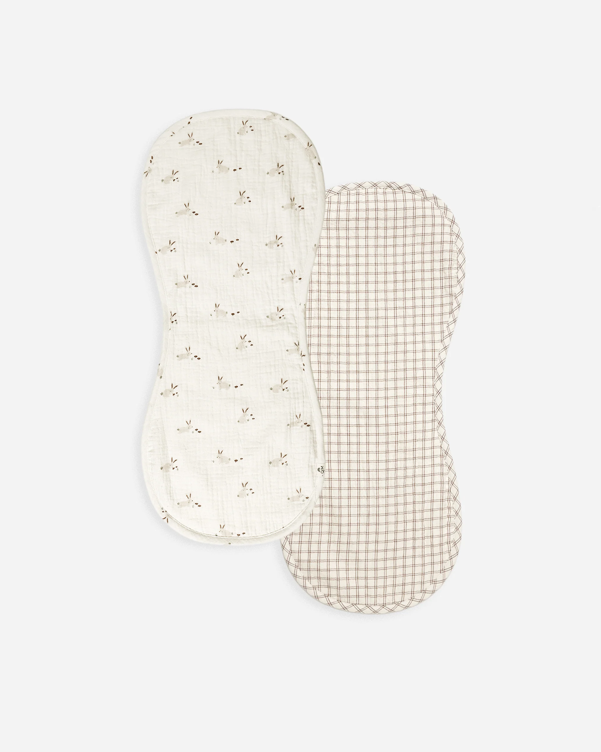 Burp Cloth, 2 Pack Bunnies, Cedar Check