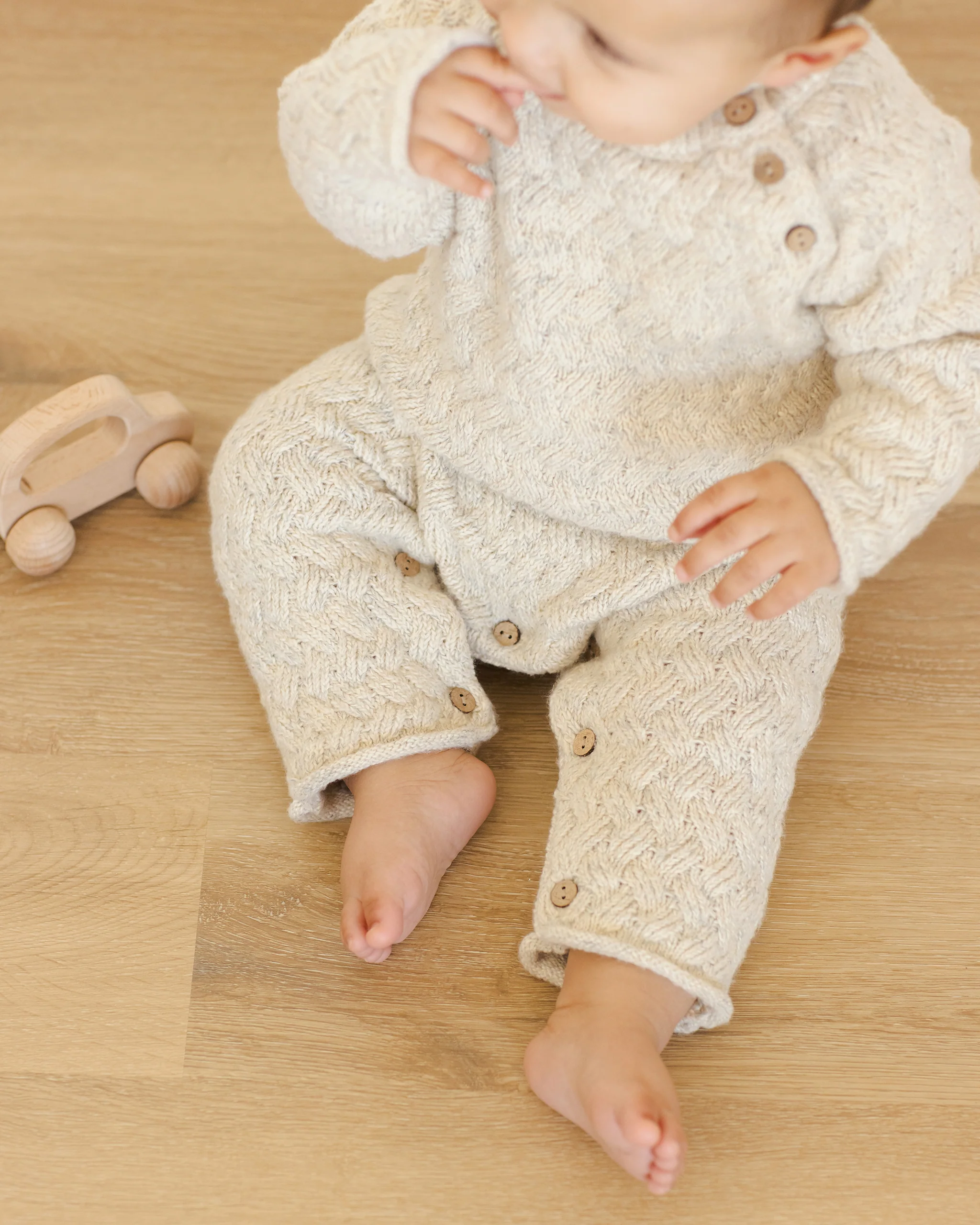 Cozy Heather Knit Jumpsuit Blue - Image 3