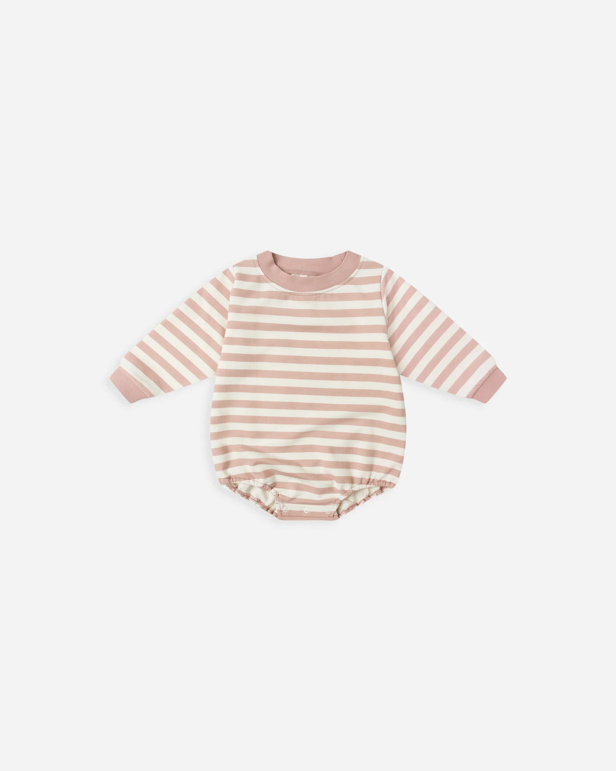 Crewneck Bubble Romper Pink Stripe