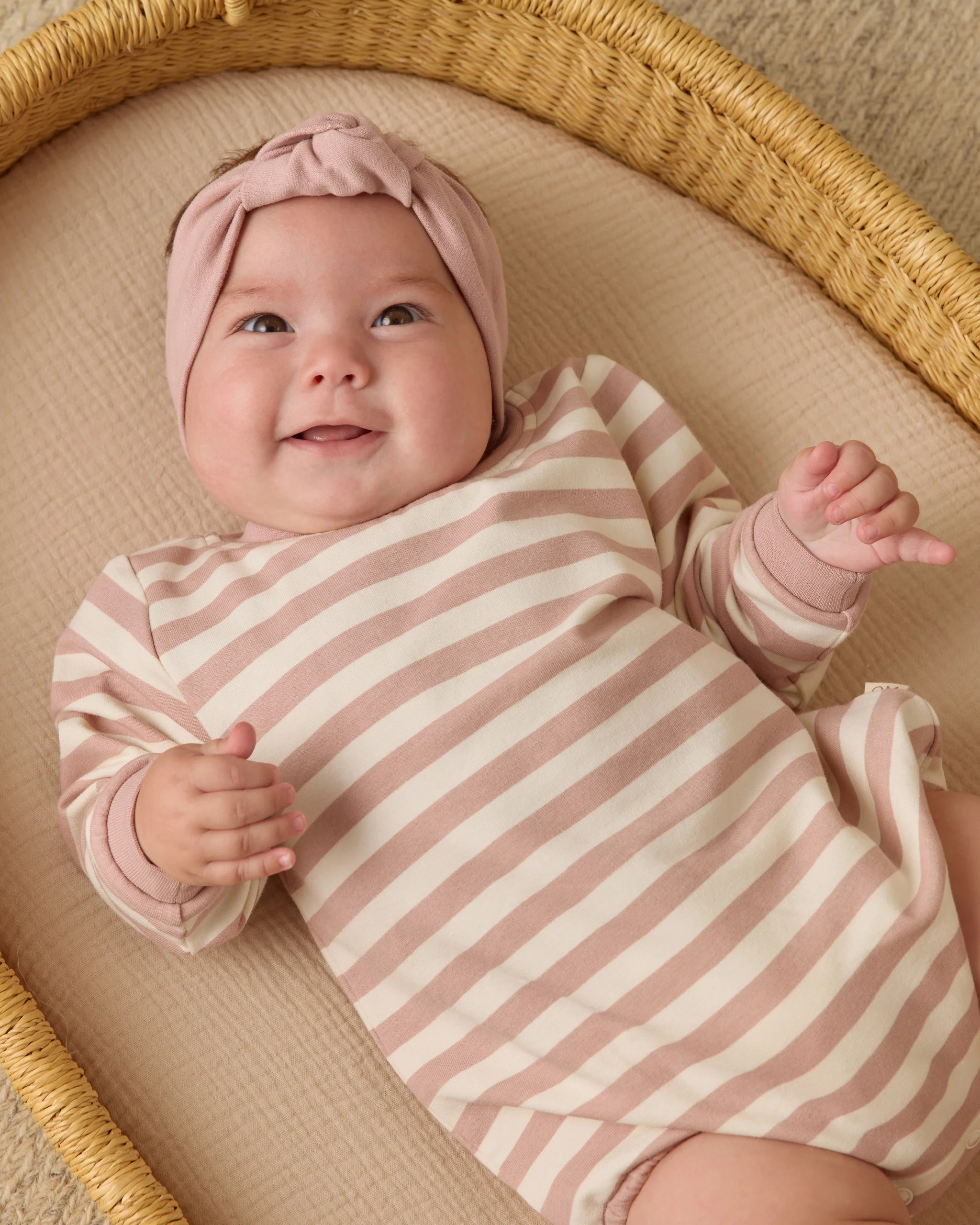 Crewneck Bubble Romper Pink Stripe - Image 2