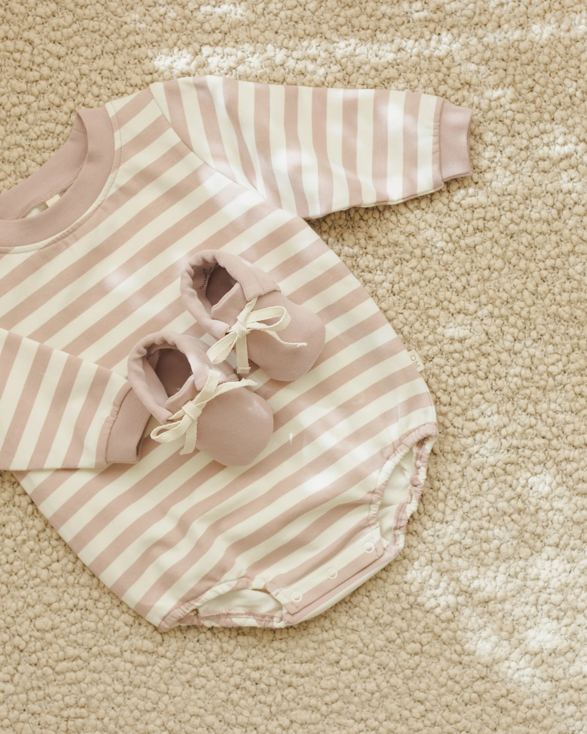 Crewneck Bubble Romper Pink Stripe - Image 4