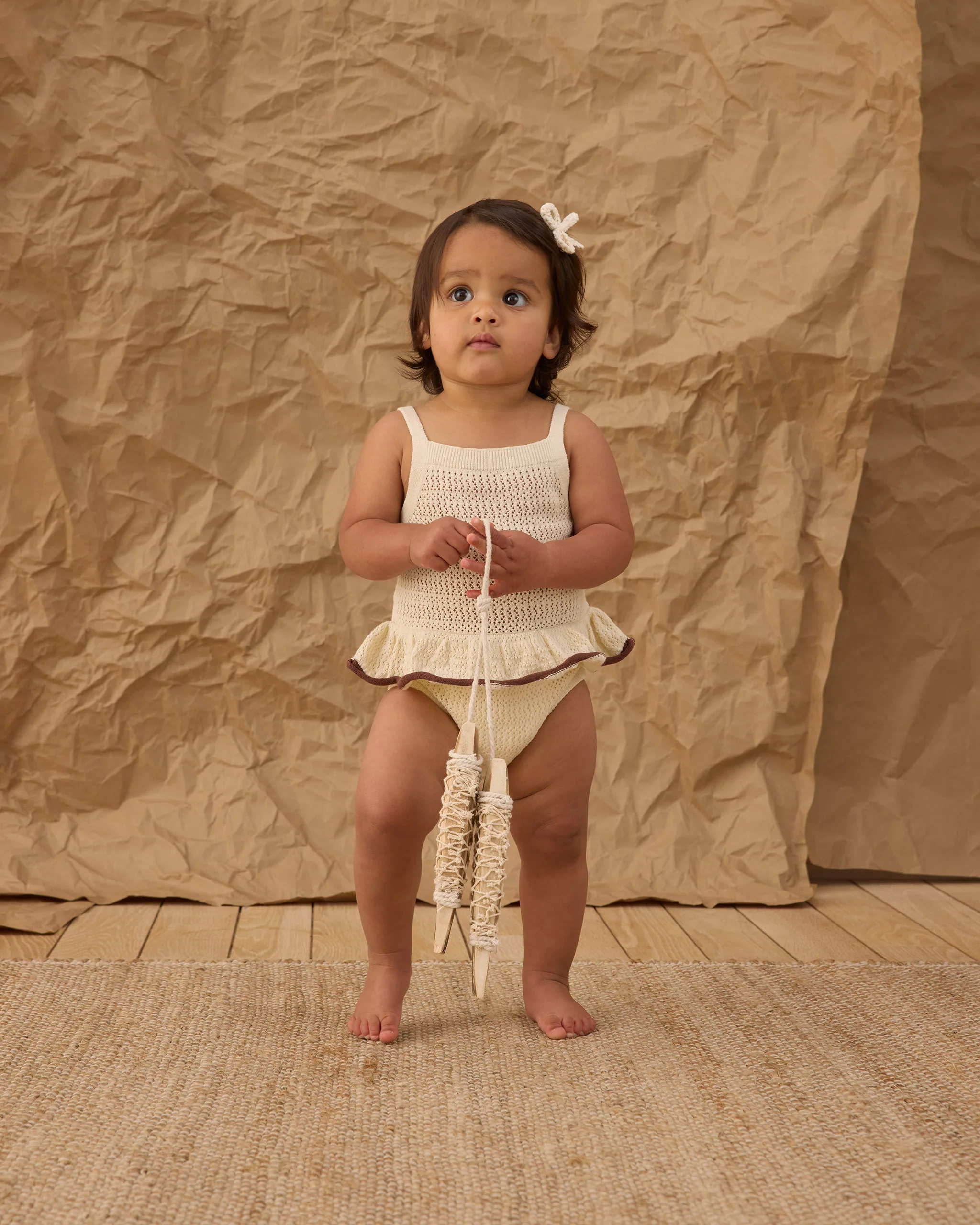 Crochet Ruffle Romper Natural - Image 3