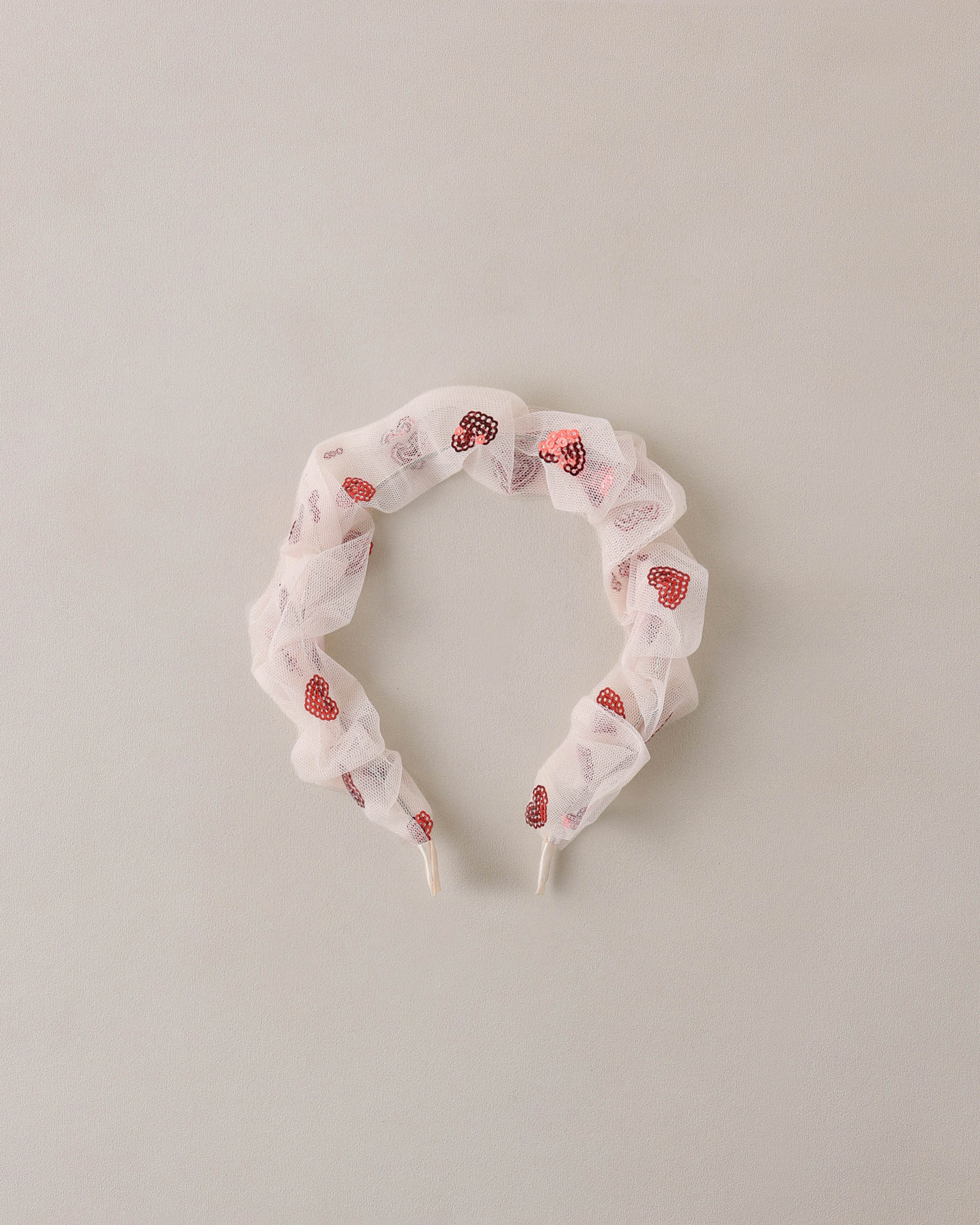 Gathered Headband Red Hearts