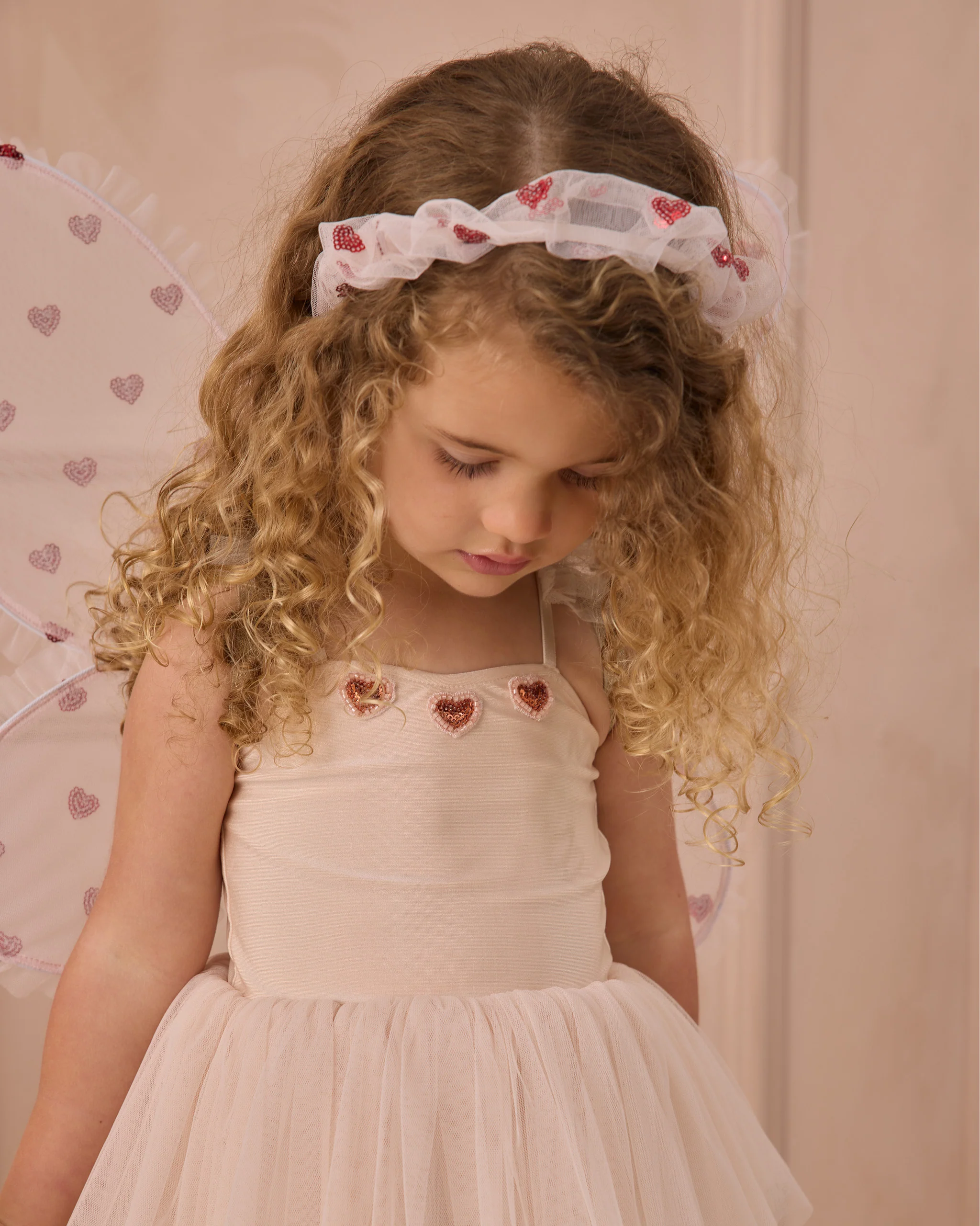 Gathered Headband Red Hearts - Image 2