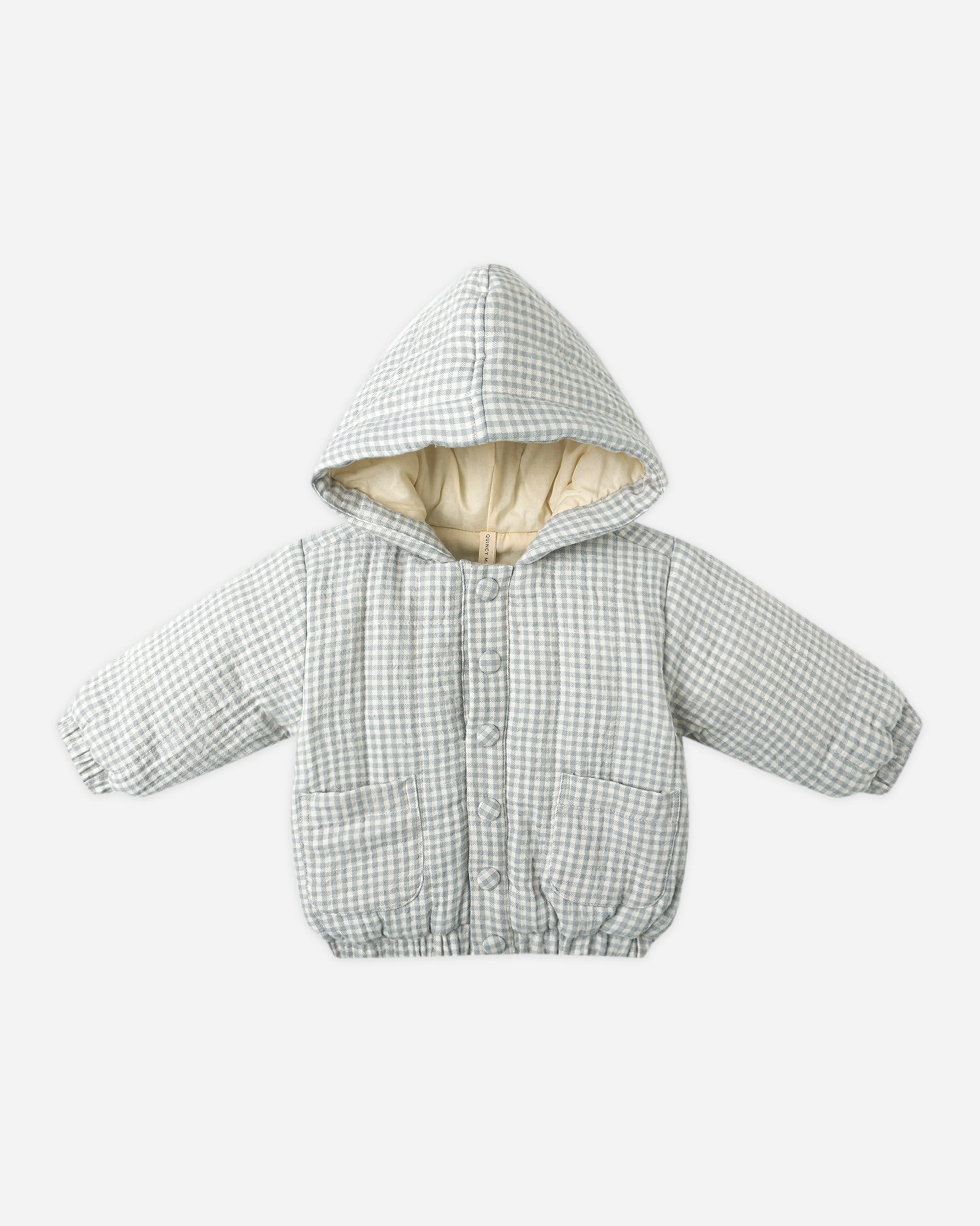 Hooded Woven Jacket Blue Gingham