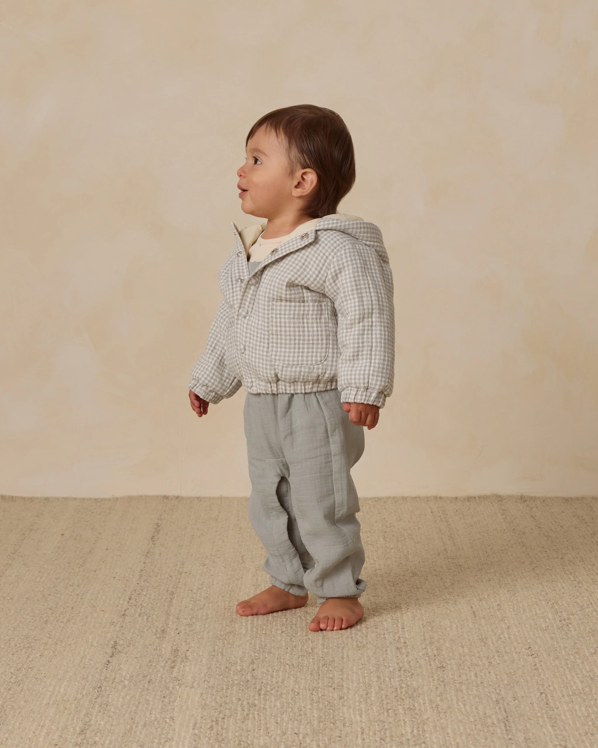 Hooded Woven Jacket Blue Gingham - Image 5