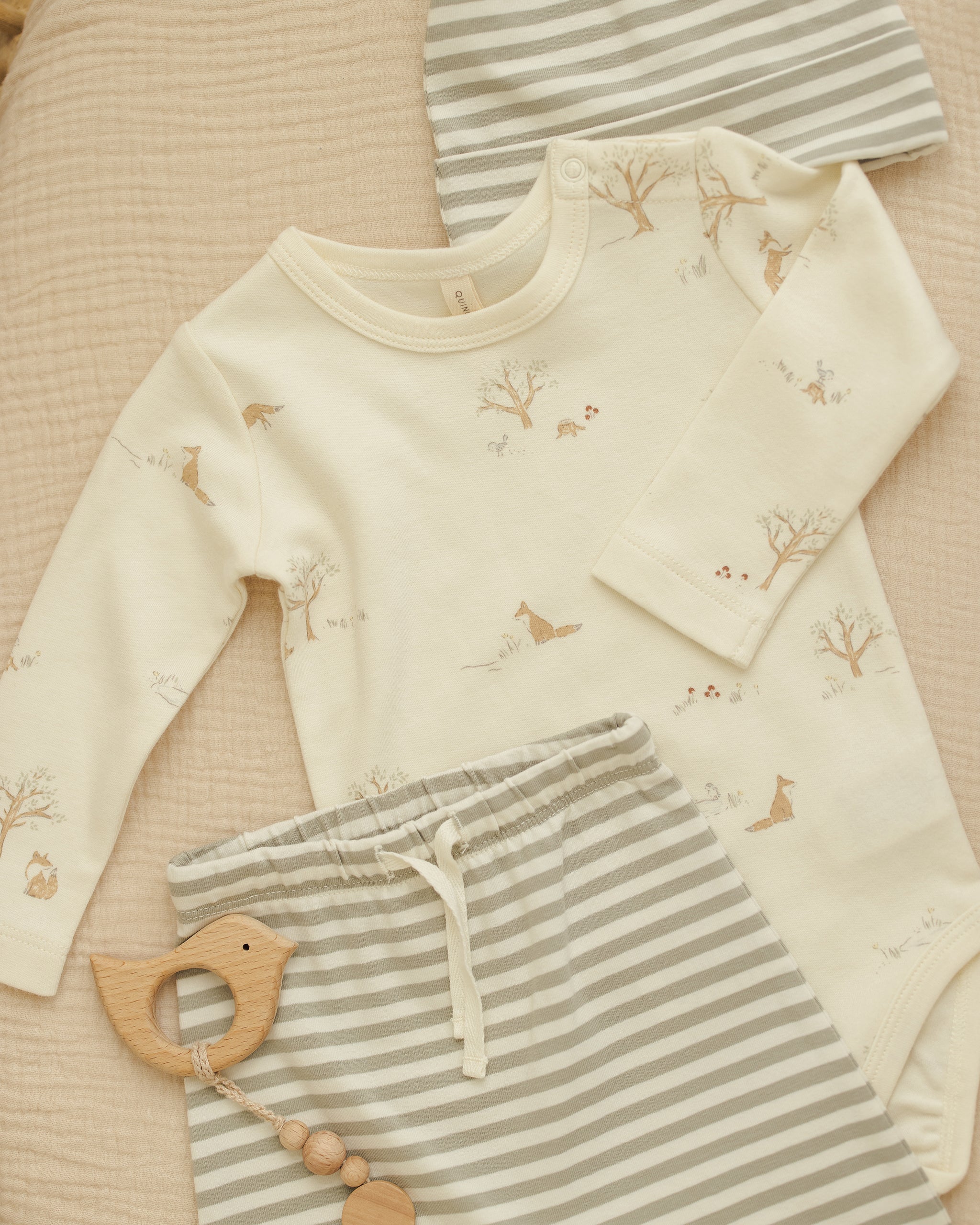 Jersey Bodysuit, 2 Pack Fox Land, Fern Stripe - Image 6