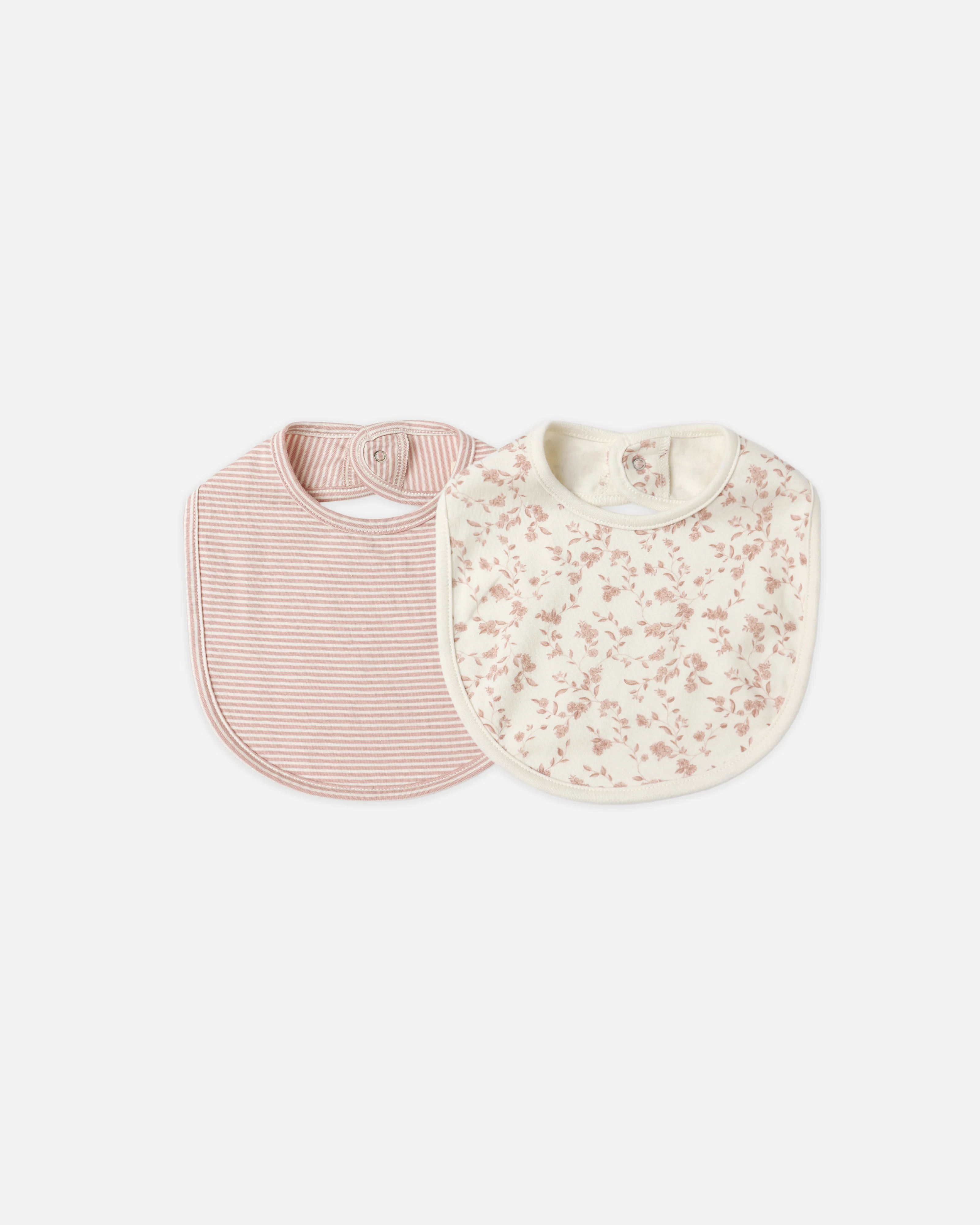 Jersey Snap Bib, 2 Pack French Garden, Rose Micro Stripe
