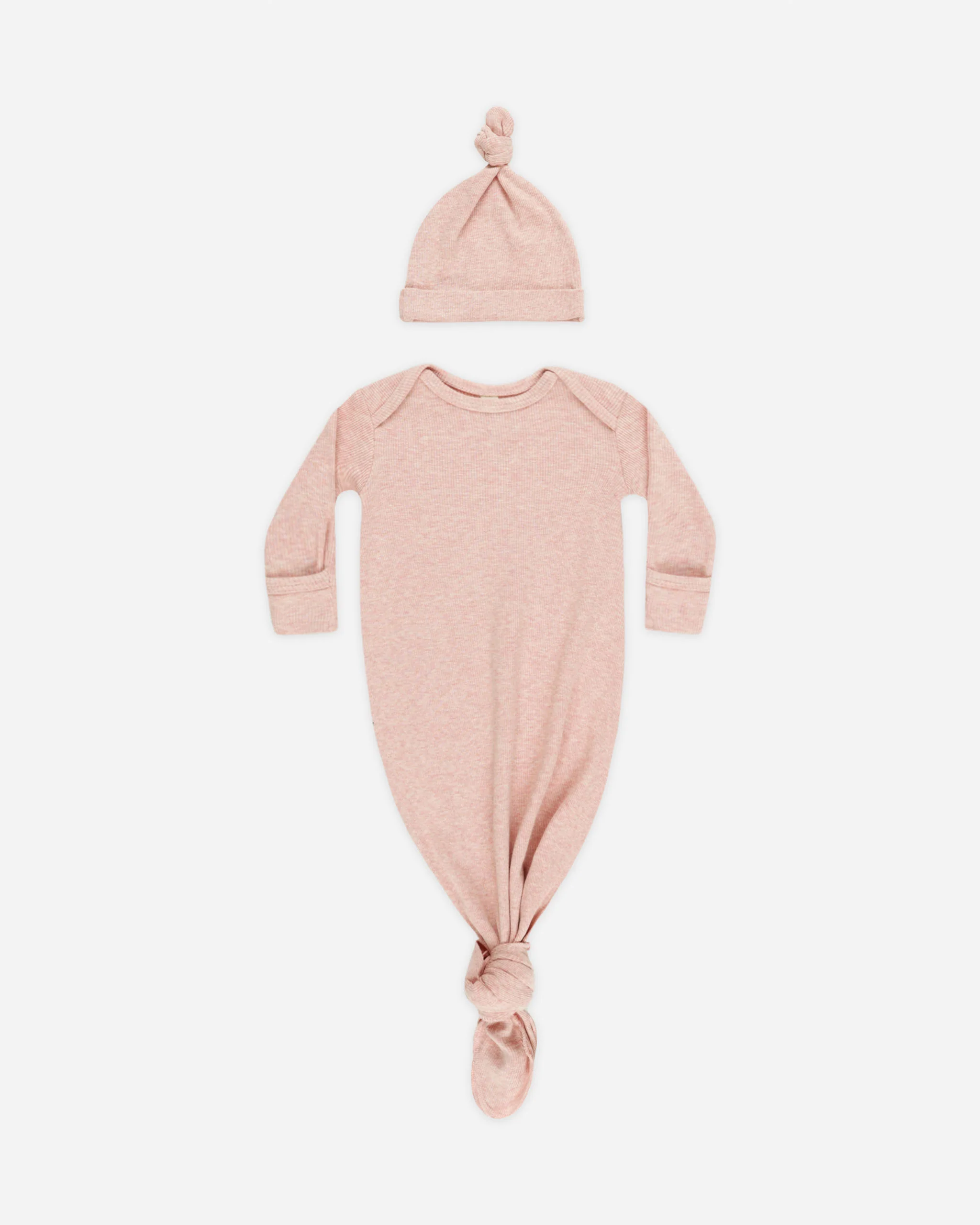 Knotted Baby Gown + Hat Rose