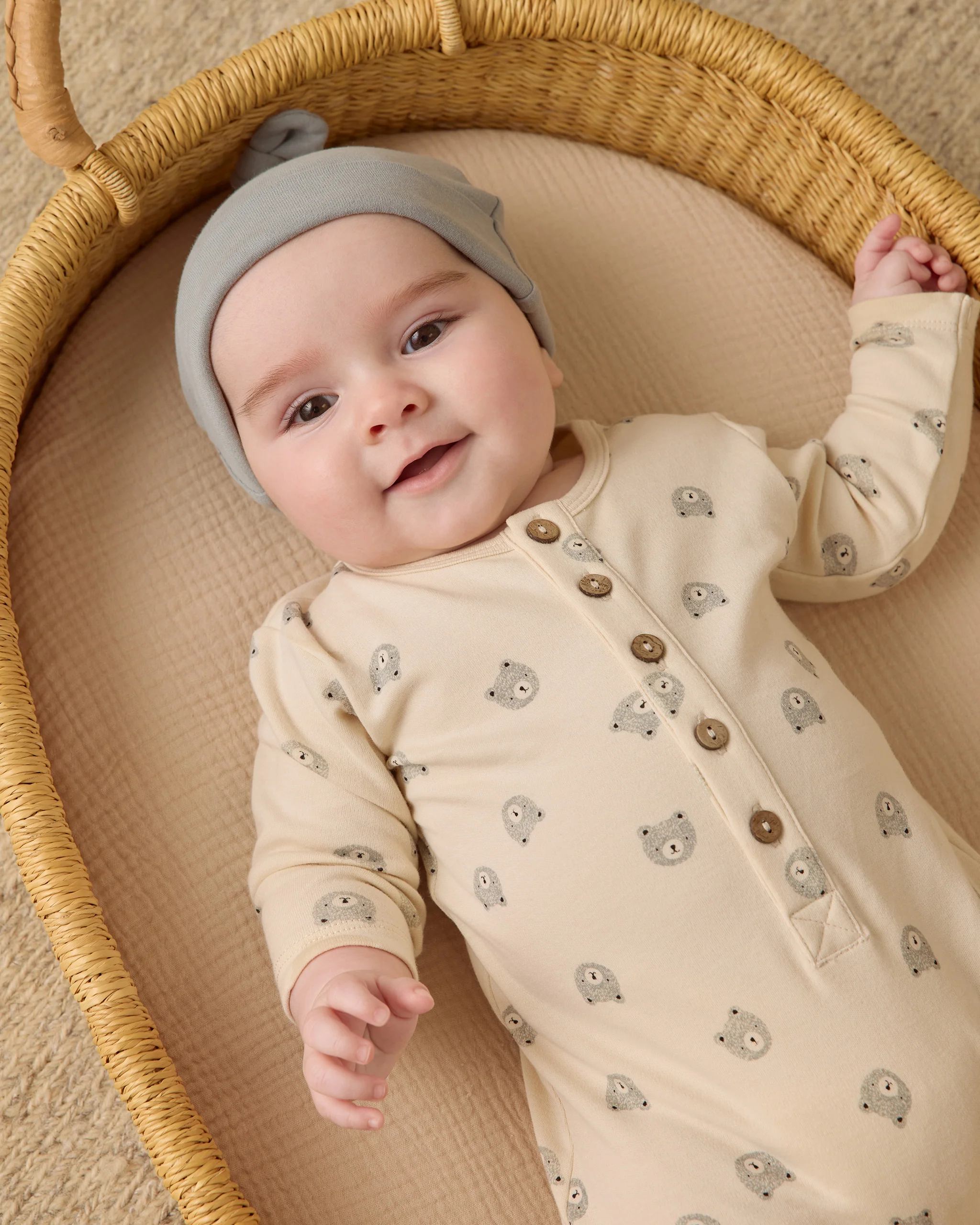 Knotted Baby Hat Steel Blue - Image 2