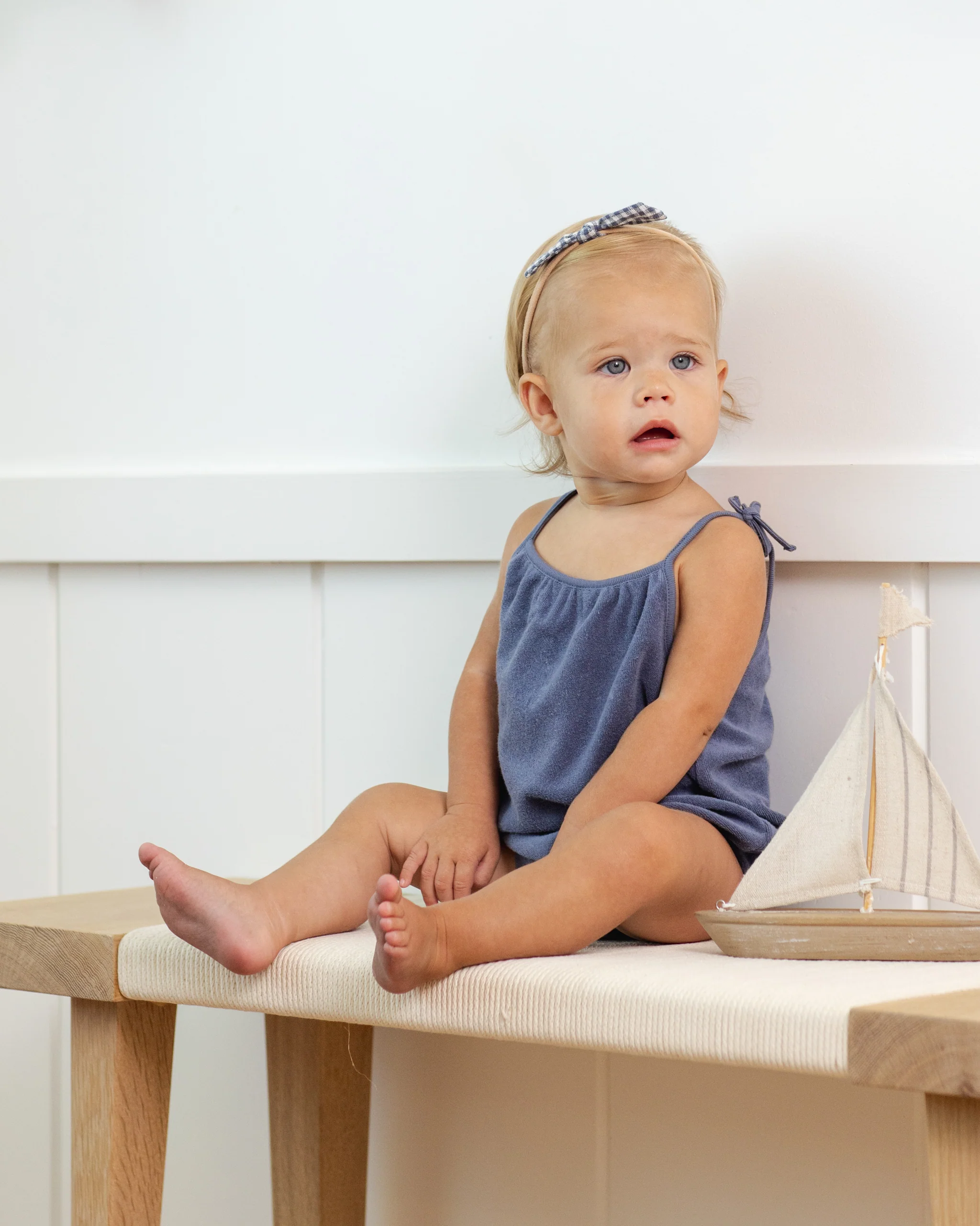 Little Knot Headband Marine Gingham - Image 3
