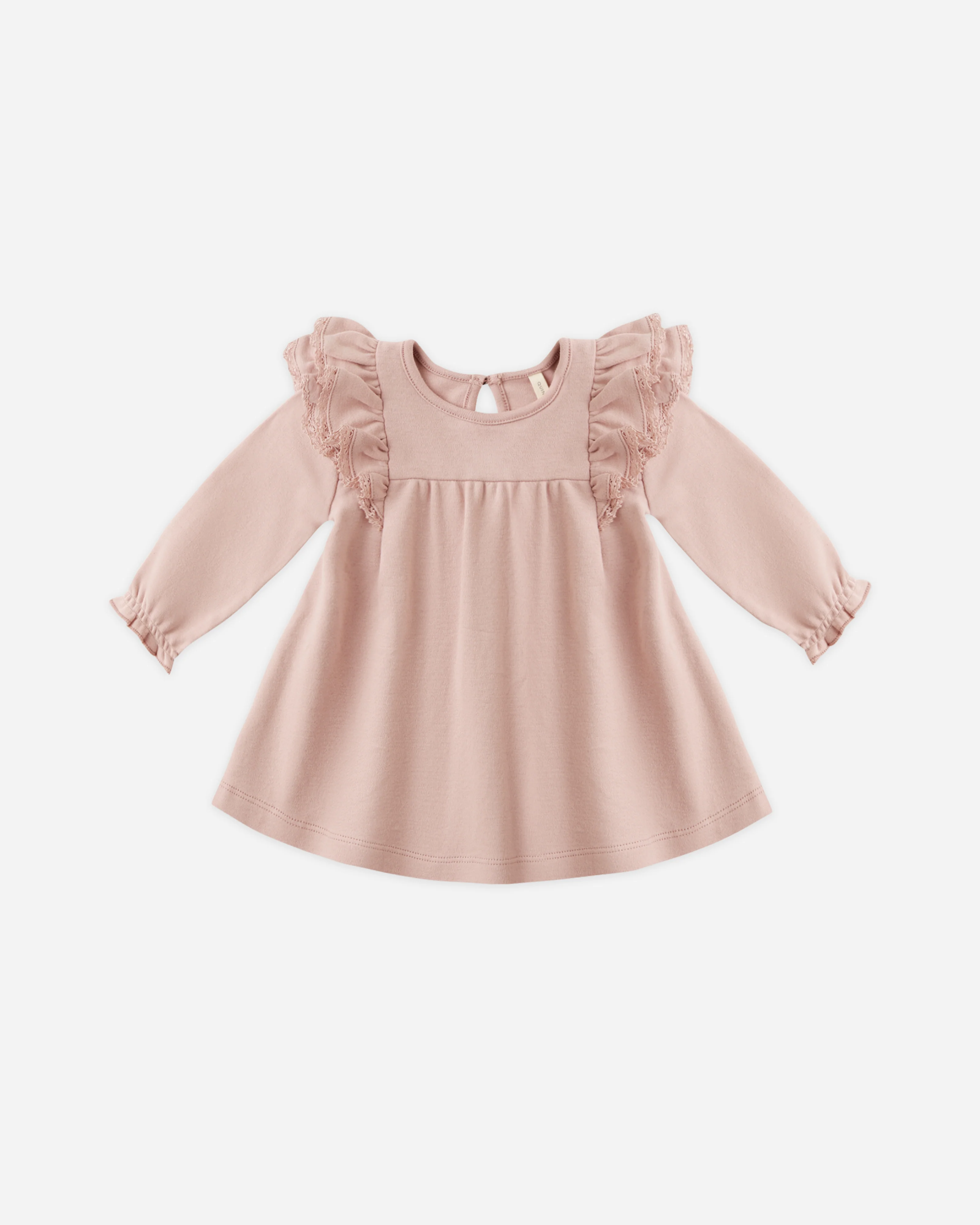 Long Sleeve Flutter Dress Rose