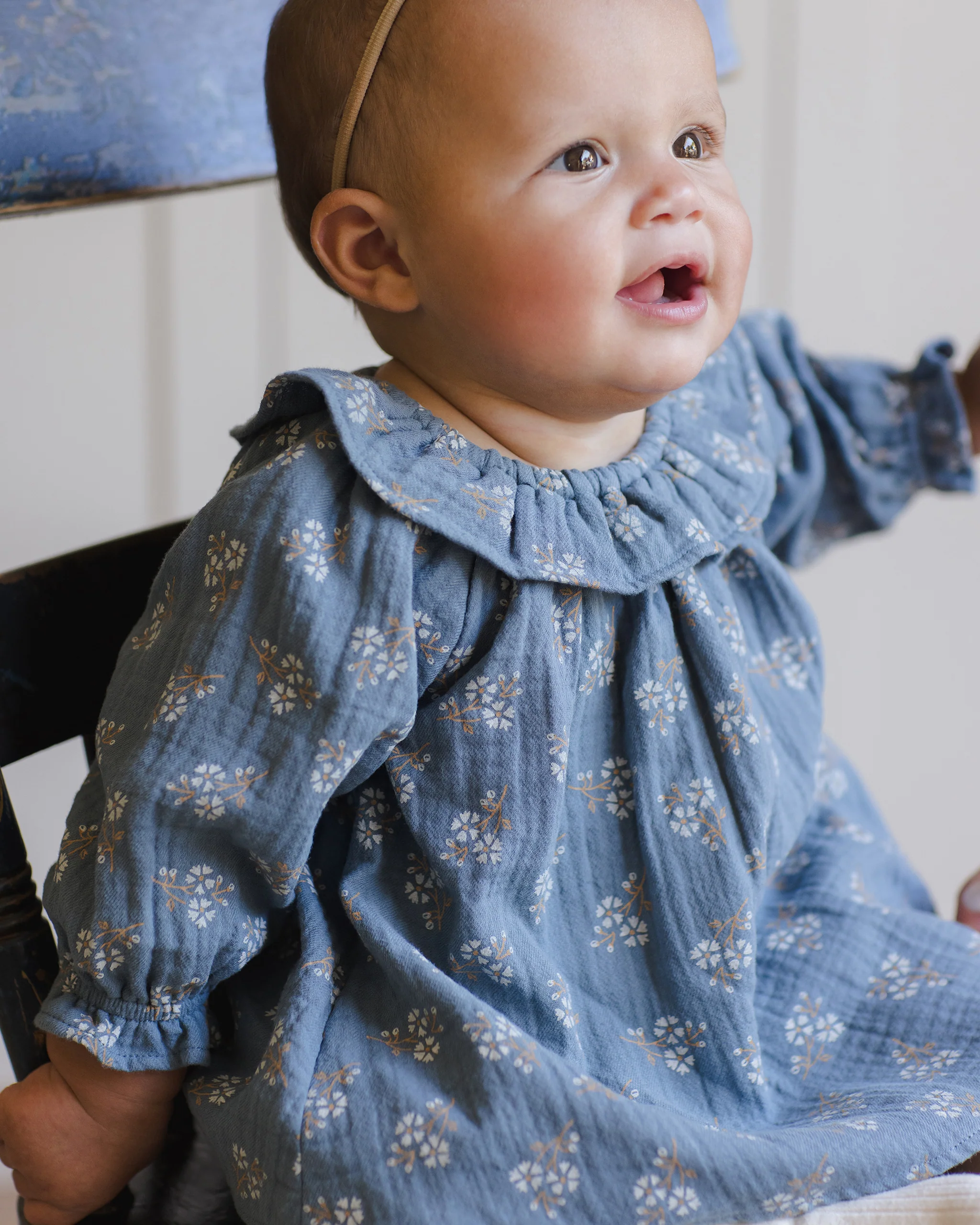 Long Sleeve Isla Dress Blue Floral - Image 3