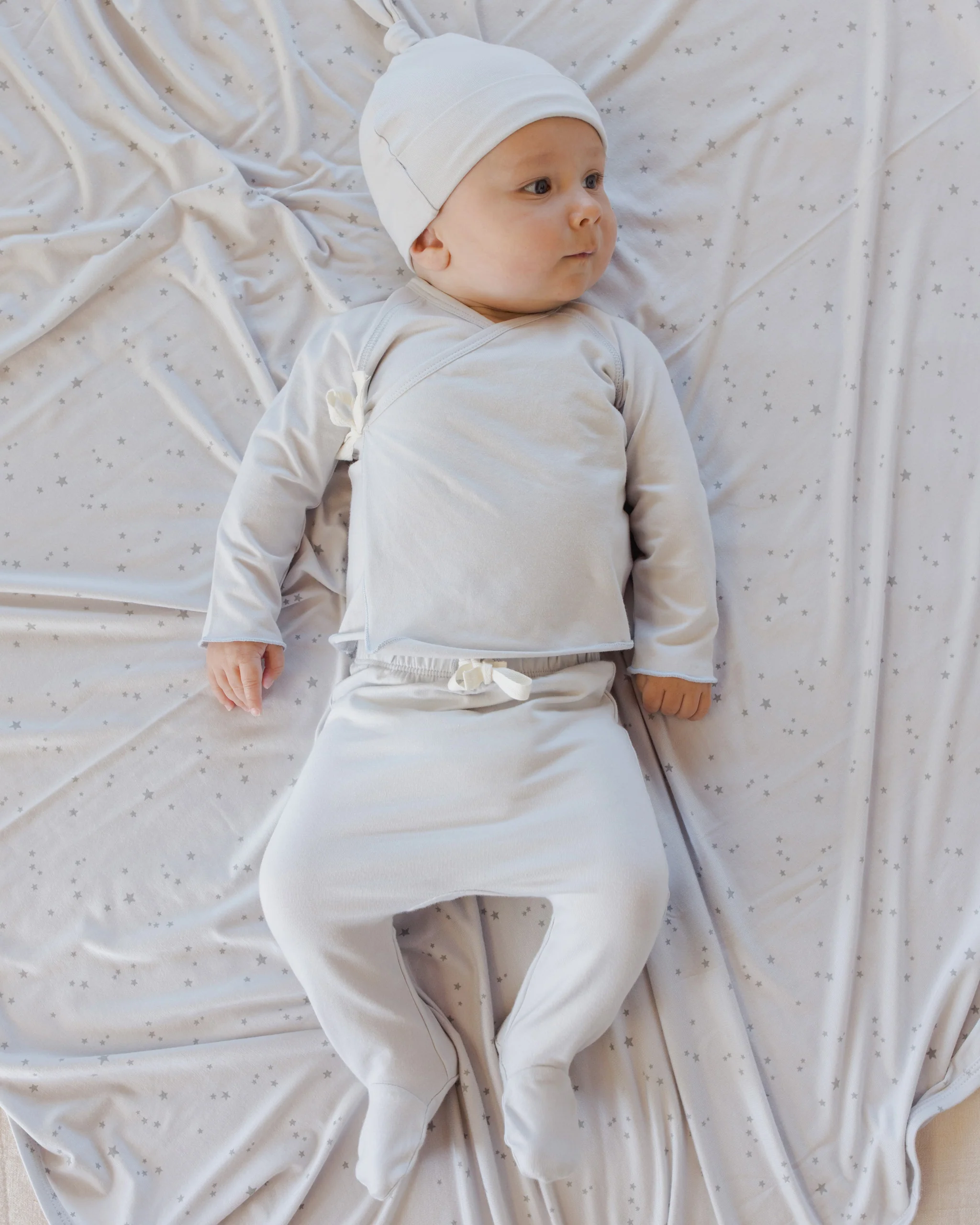 Wrap Top + Footed Pant Set Fog - Image 3