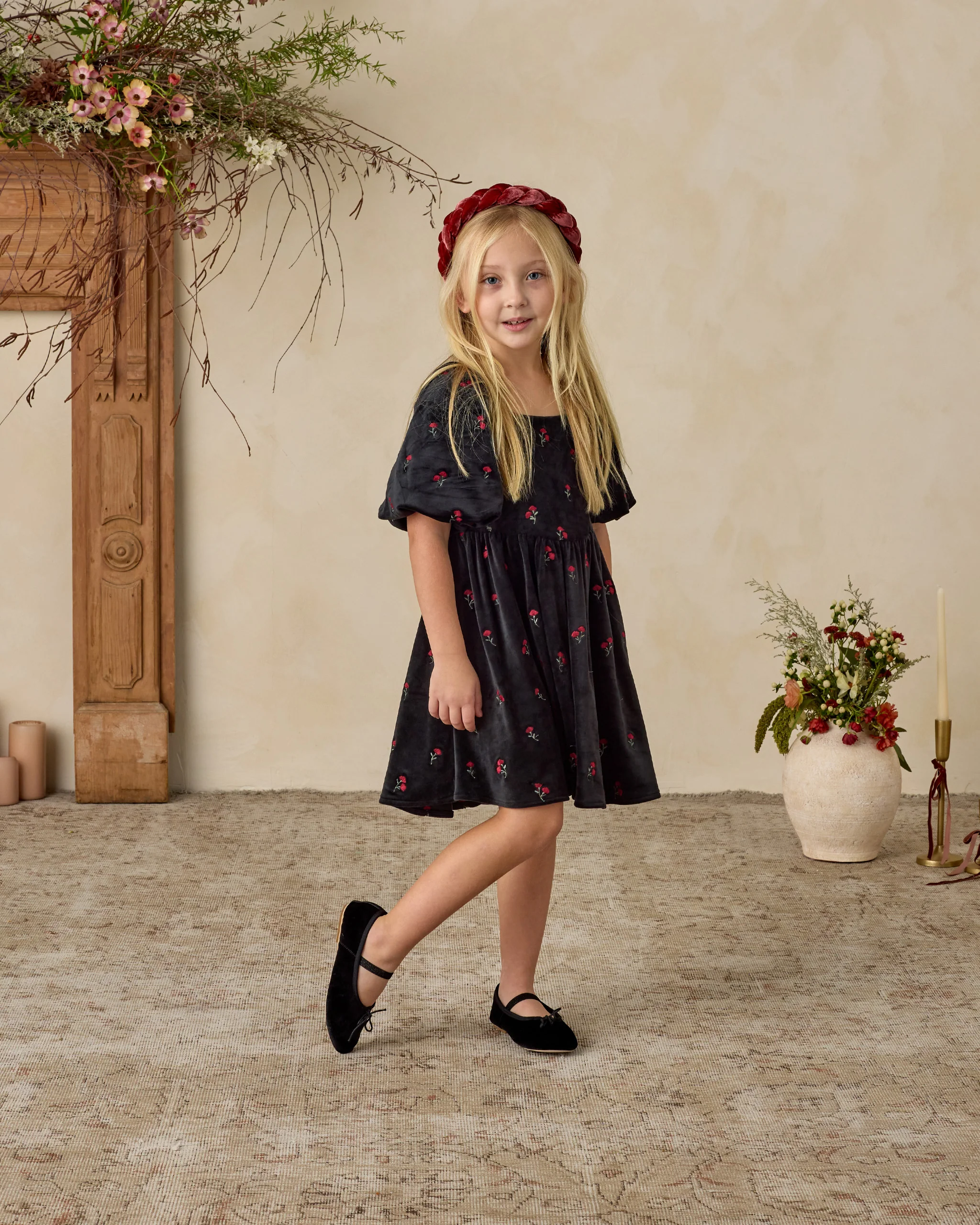 Nina Dress Velvet Floral - Image 3