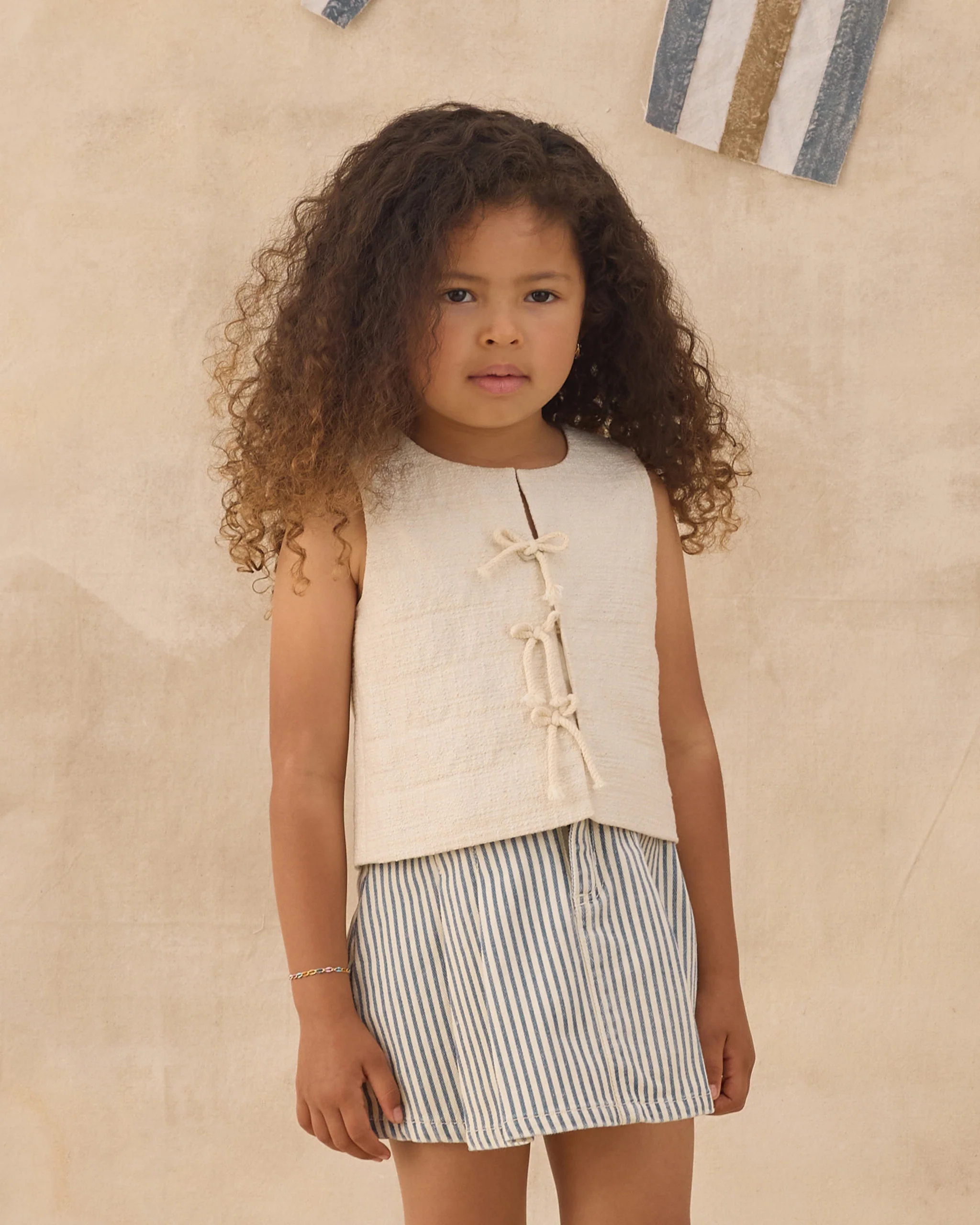 Pleated Denim Skirt Railroad Stripe - Image 3