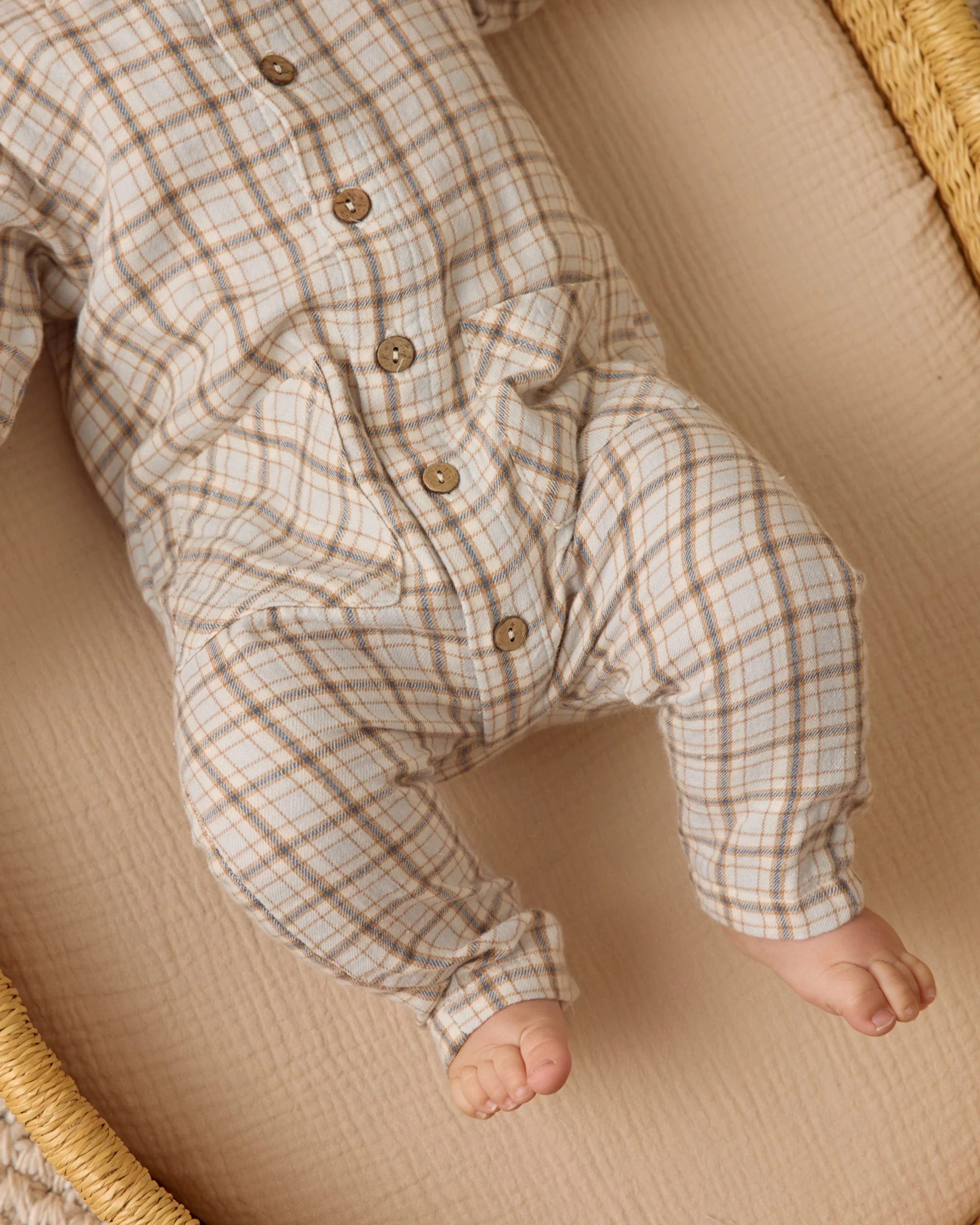 Pocketed Woven Jumpsuit Blue Plaid - Image 3
