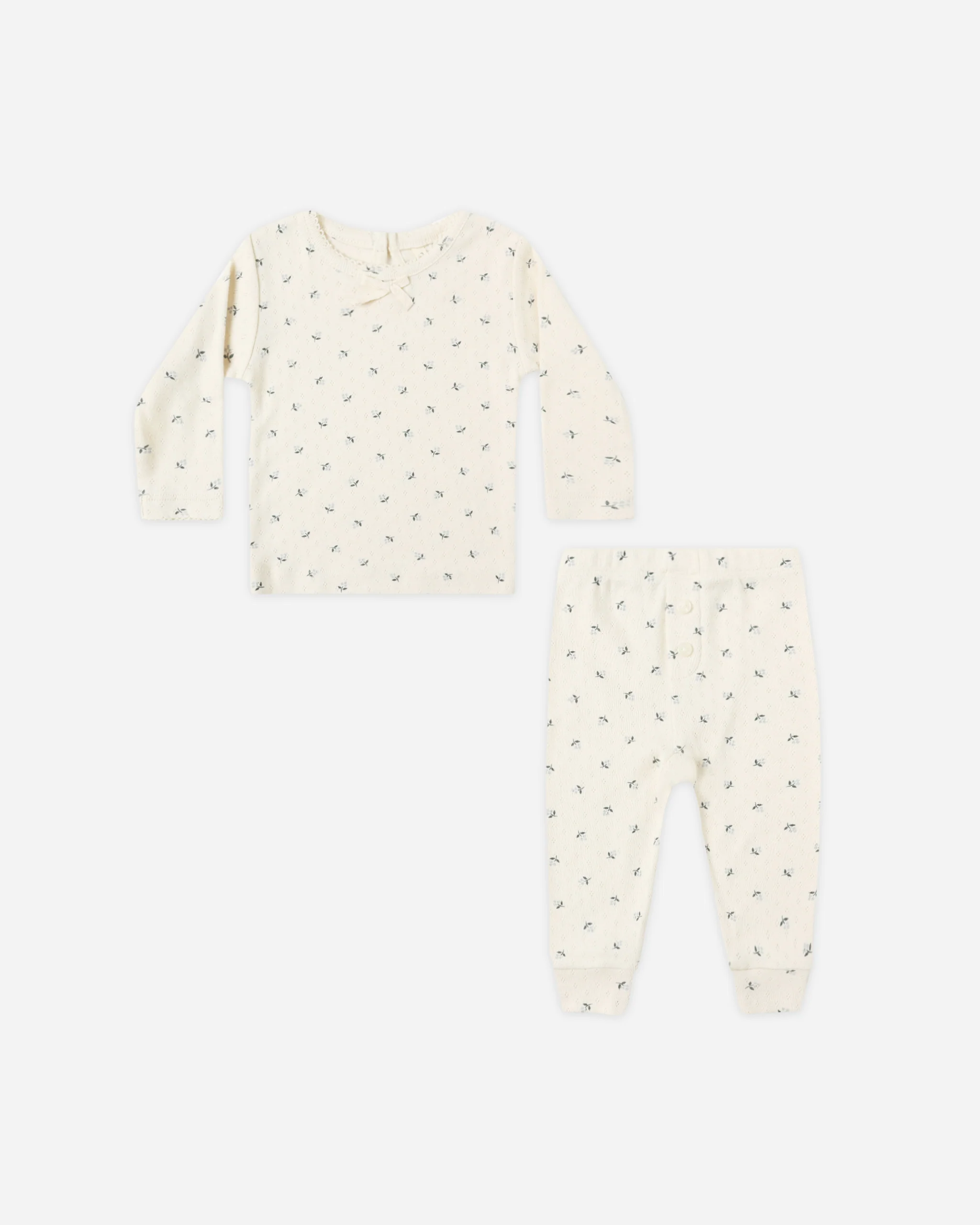 Pointelle Long Sleeve Tee + Legging Blue Ditsy