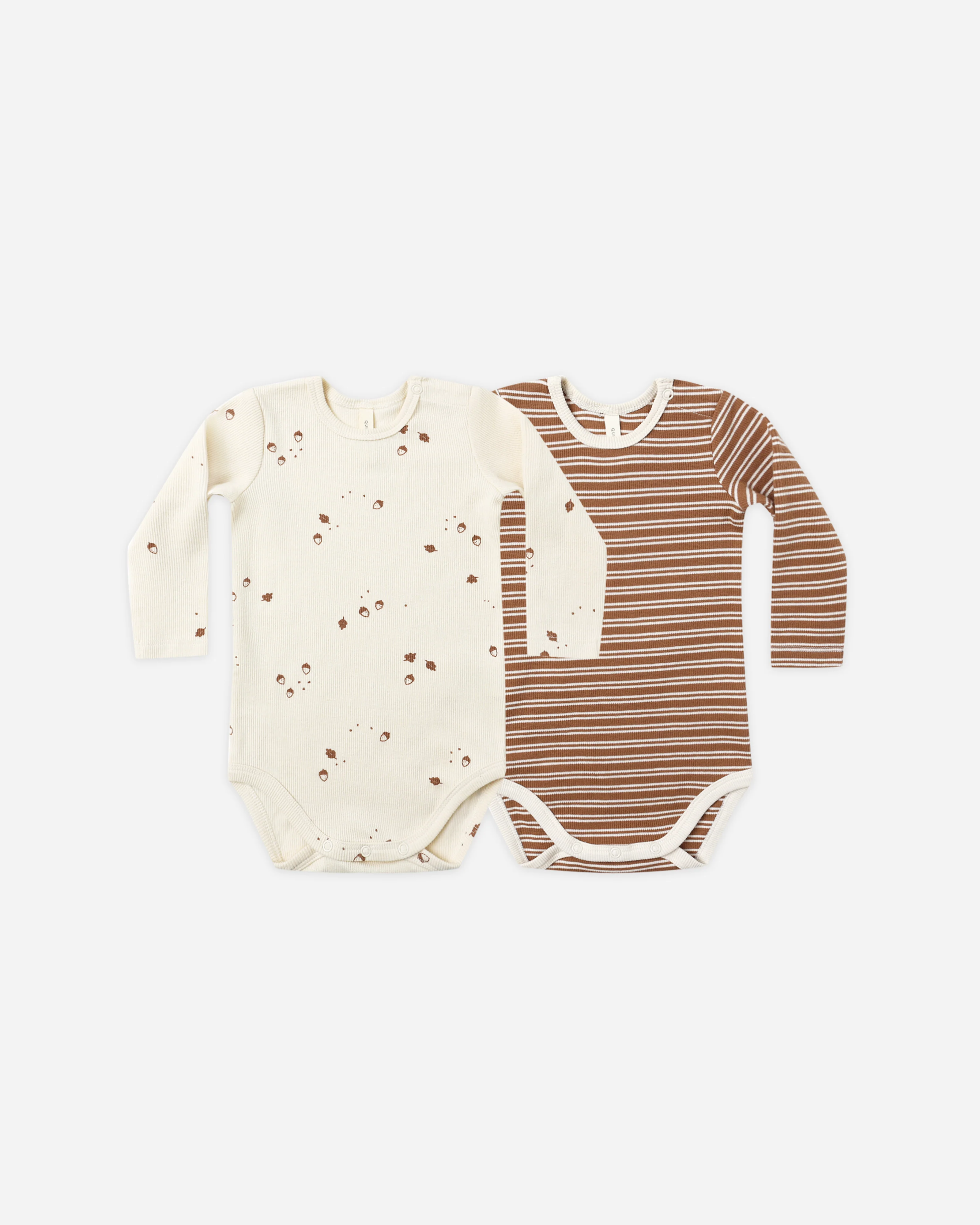 Ribbed Bodysuit, 2 Pack Cedar Micro Stripe, Acorns