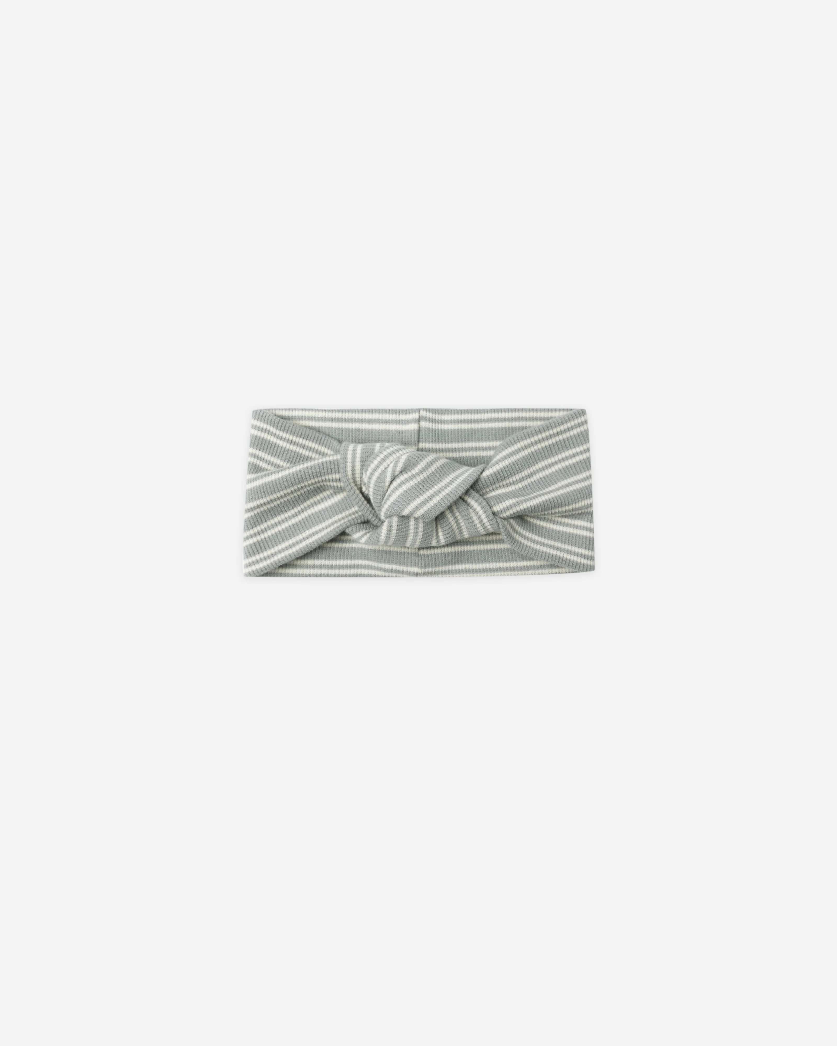 Ribbed Knotted Headband Steel Blue Micro Stripe