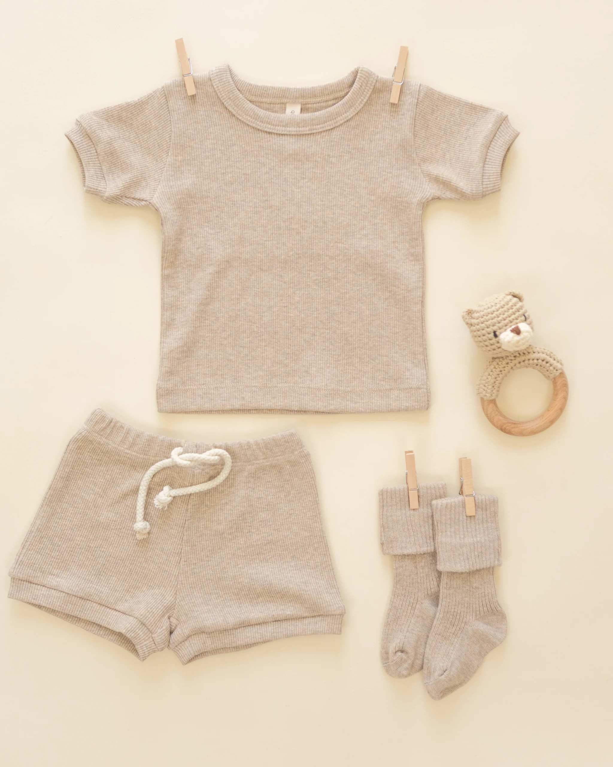 Ribbed Shortie Set Taupe - Image 2