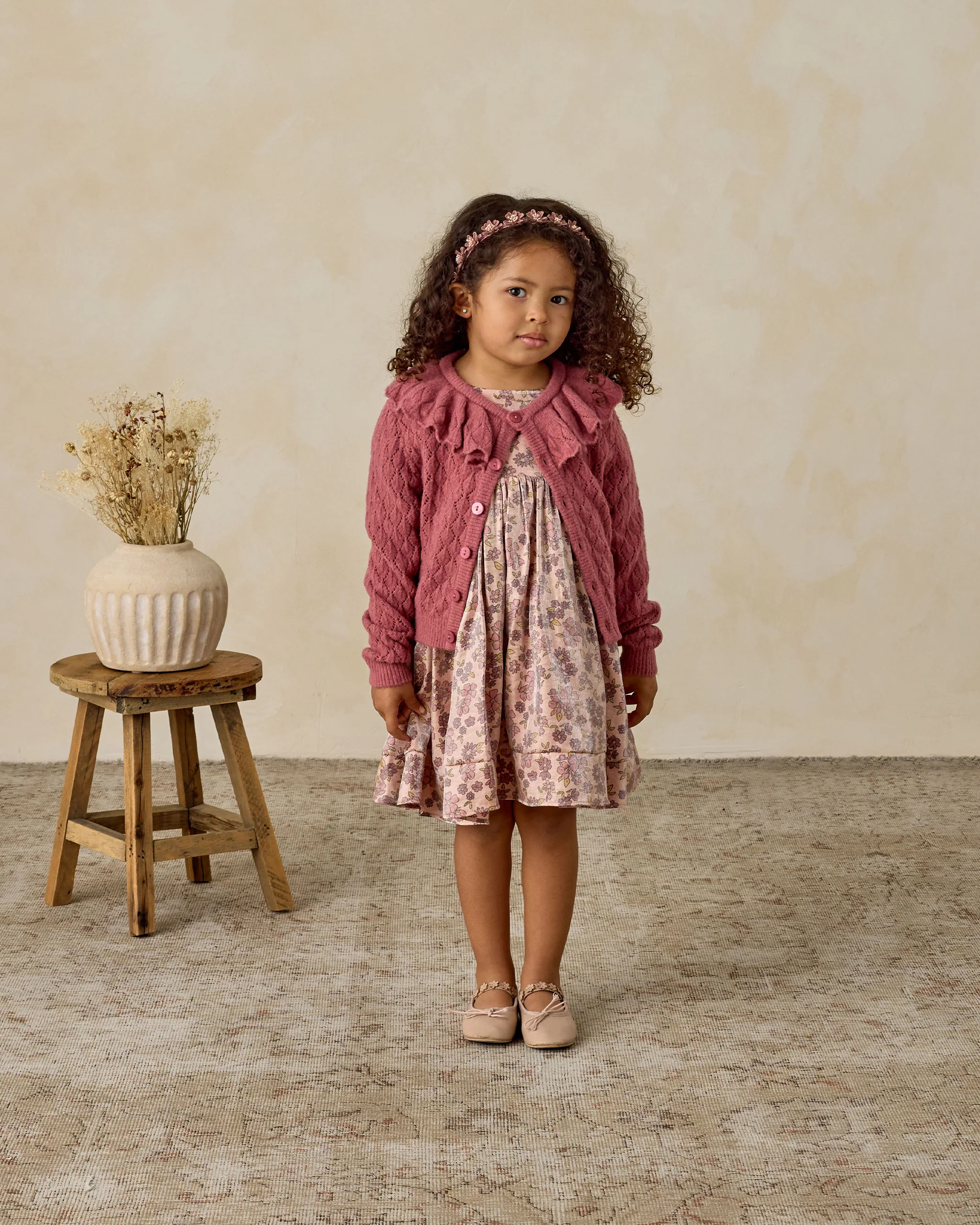 Ruffle Cardigan Raspberry - Image 2