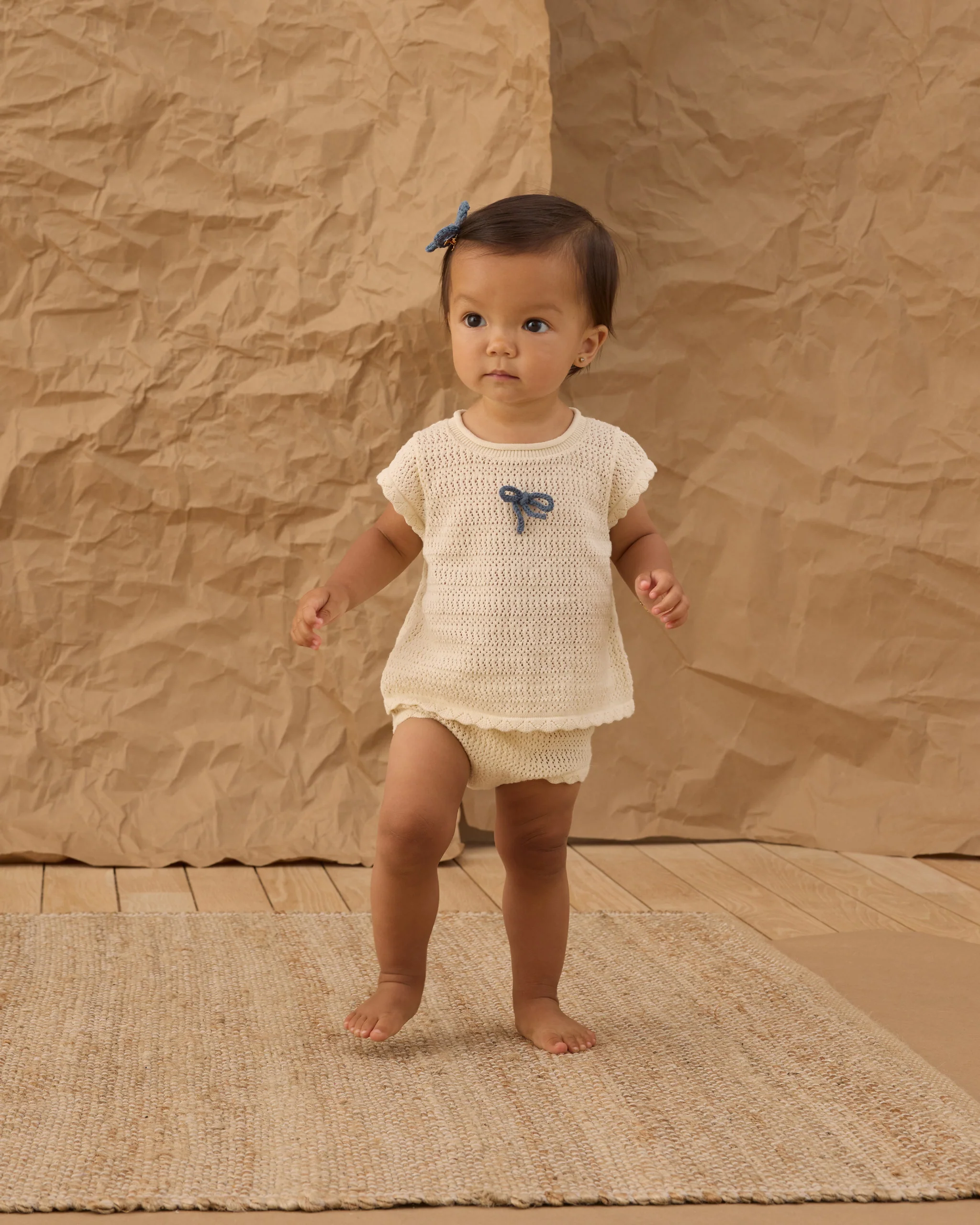Scallop Knit Baby Set Natural - Image 2