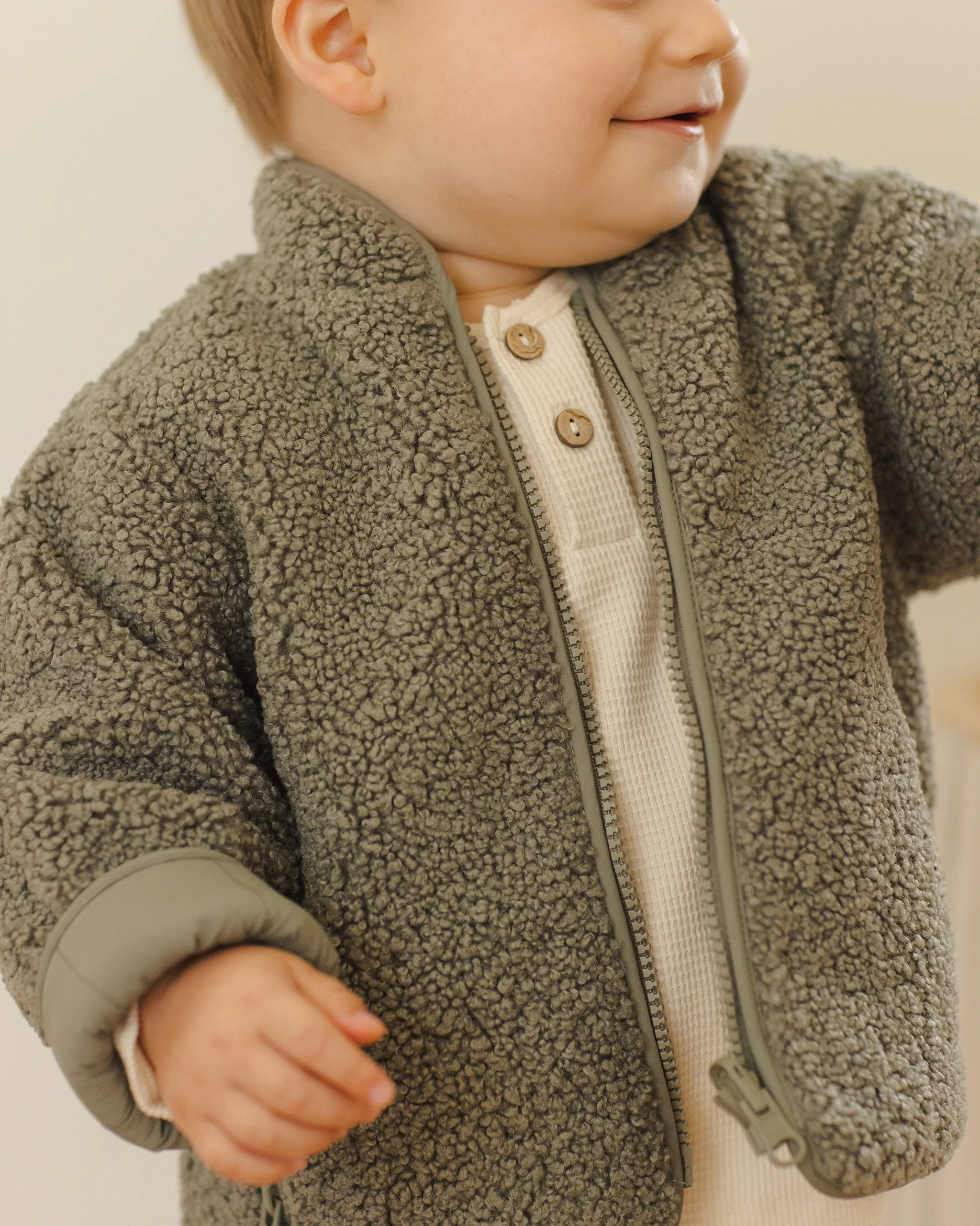 Shearling Zip Jacket Forest - Image 4