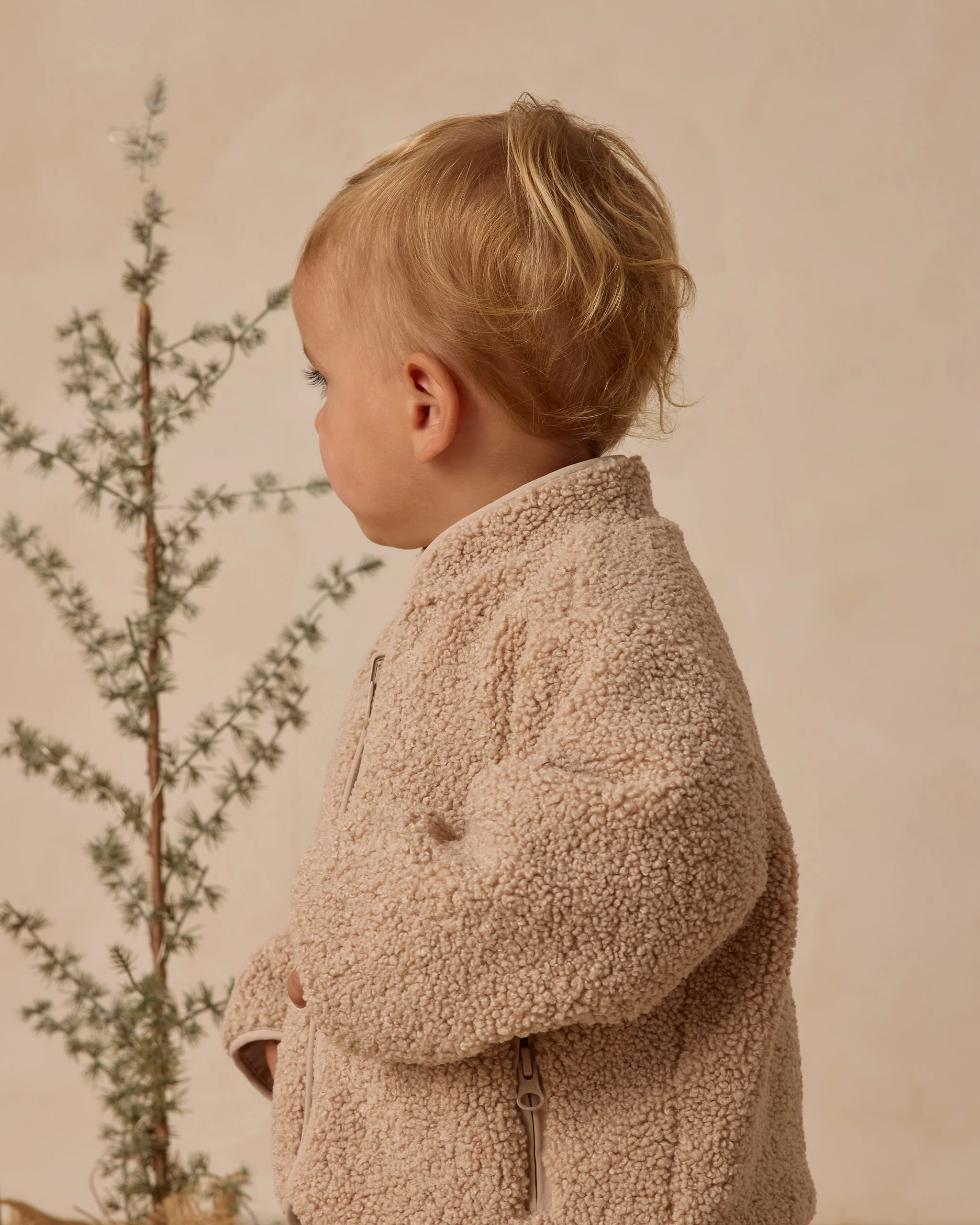 Shearling Zip Jacket Oat - Image 4