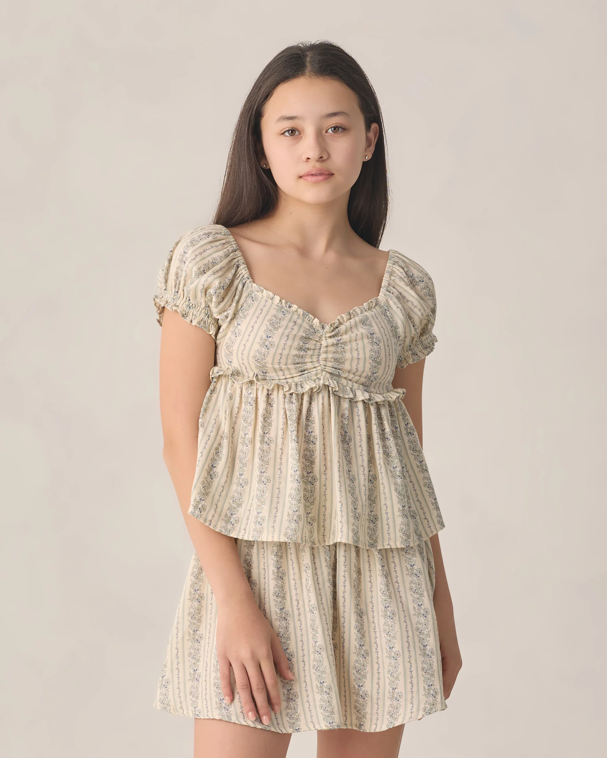 Teen Jubilee Top Blue Floral
