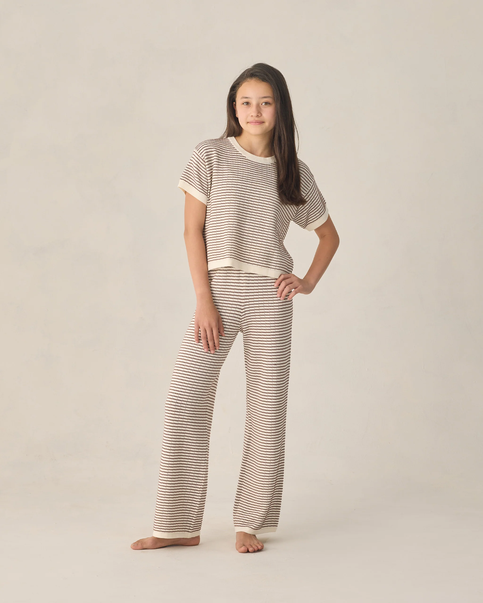 Teen Knit Wide Leg Pant Chocolate Stripe