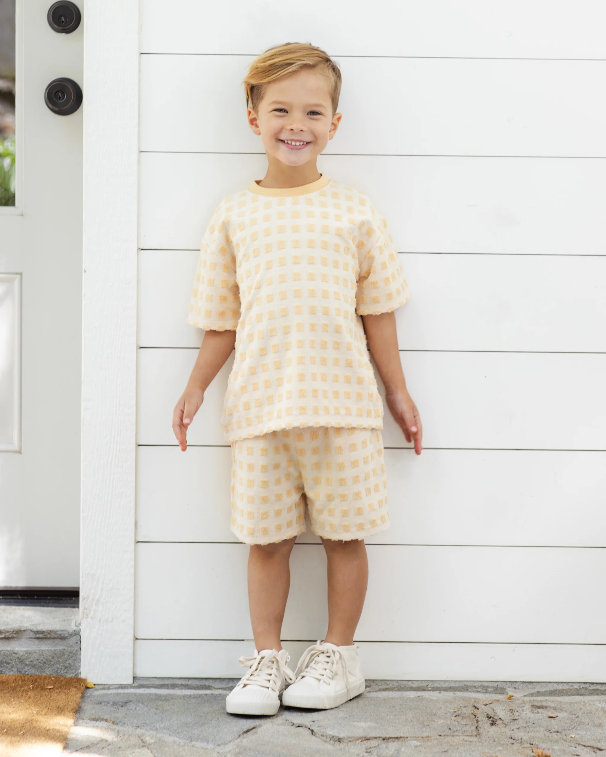 Terry Boys Short Butterscotch Grid - Image 2