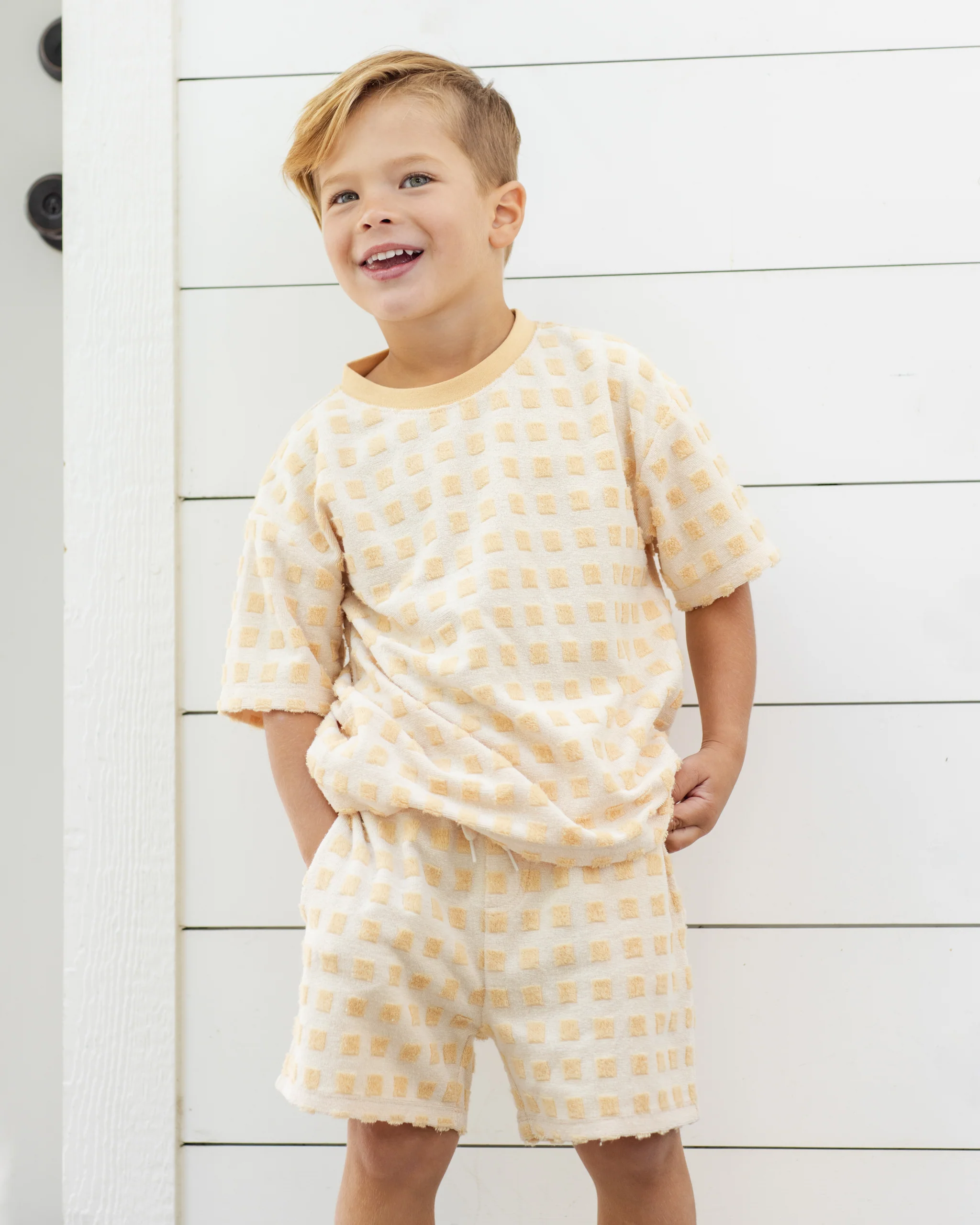 Terry Boys Short Butterscotch Grid - Image 3
