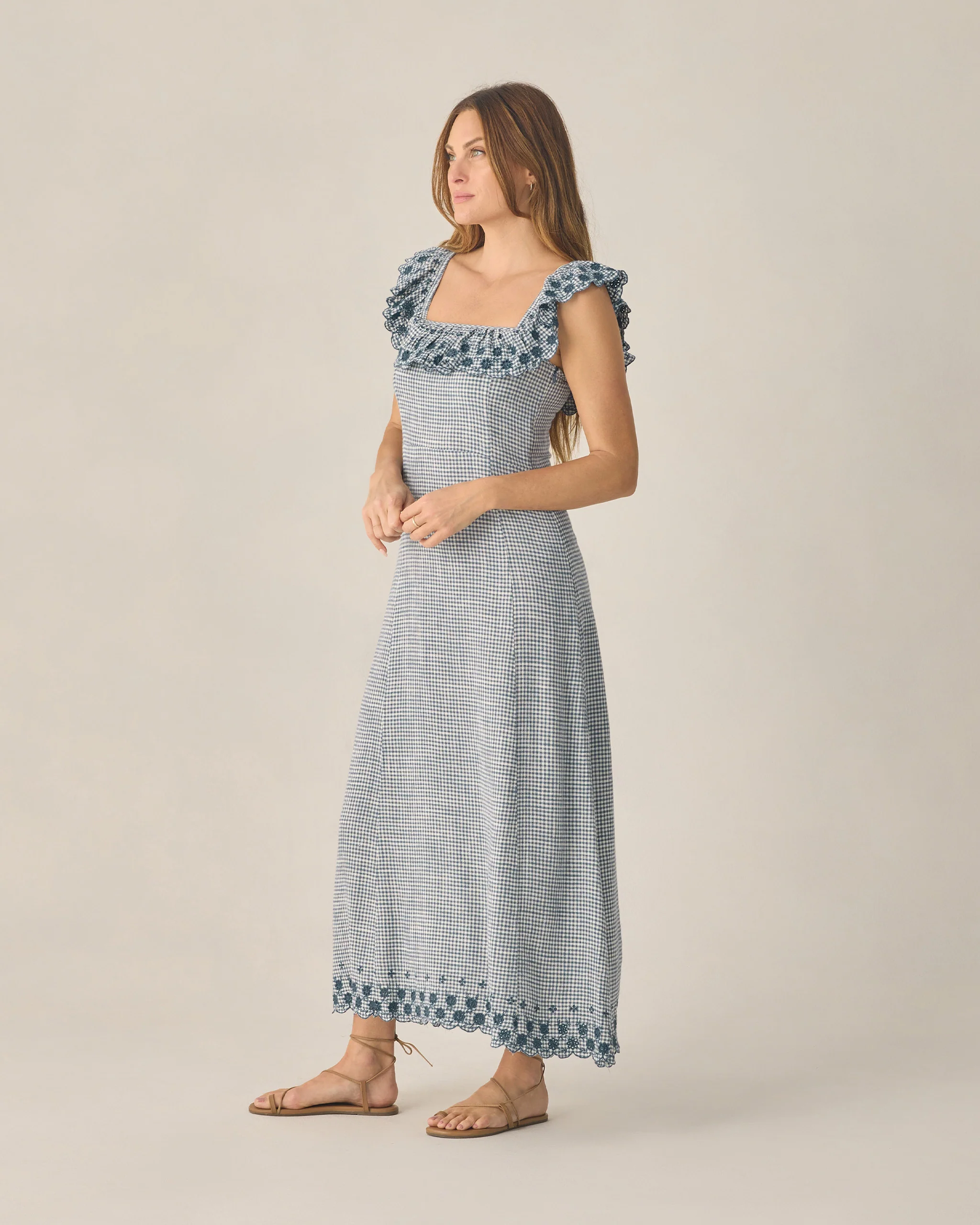 Women's Bianca Dress Marine Gingham - Image 3