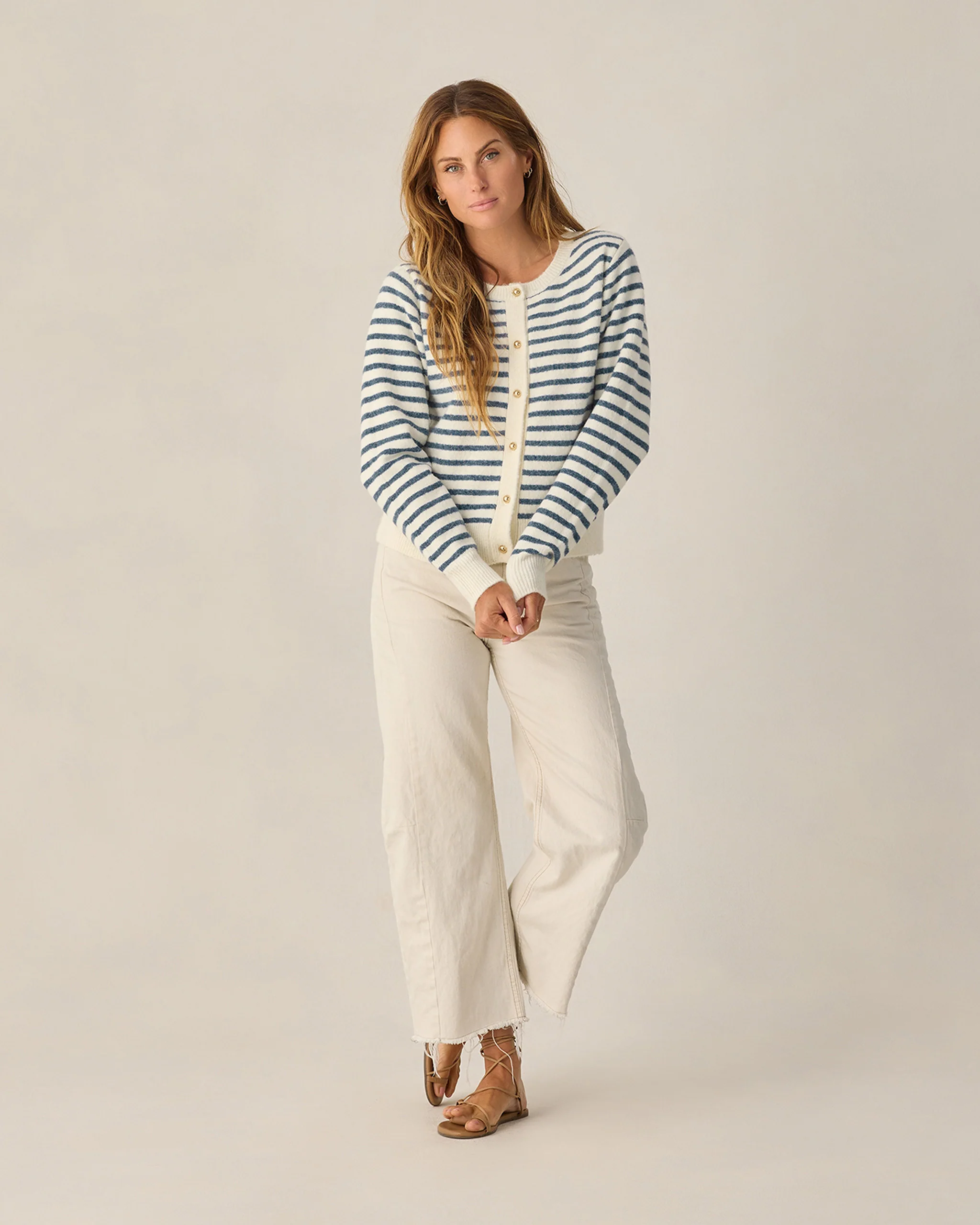 Women's Classic Cardigan Maritime Stripe - Image 5
