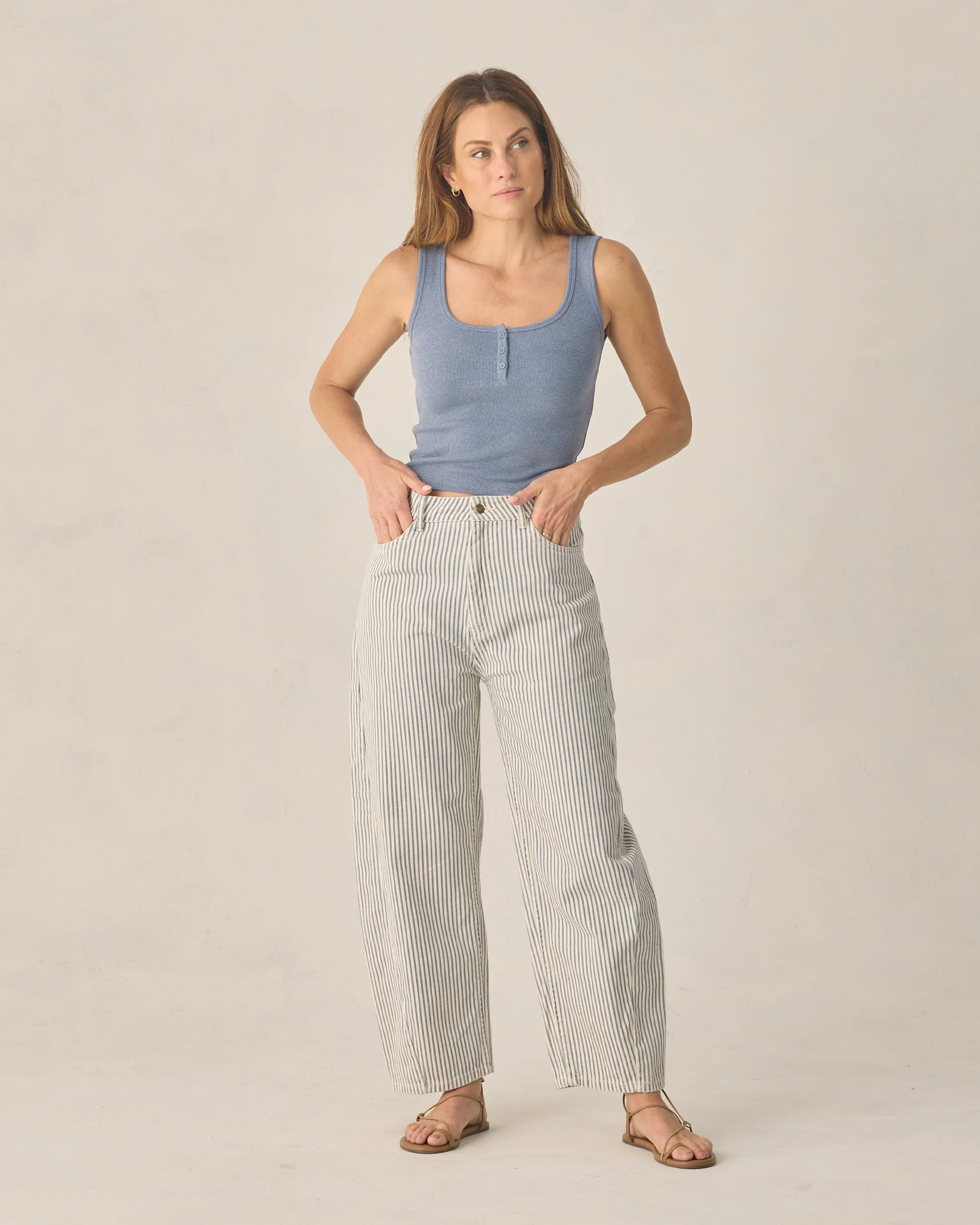 Women's Ribbed Tank Heathered Marine - Image 5
