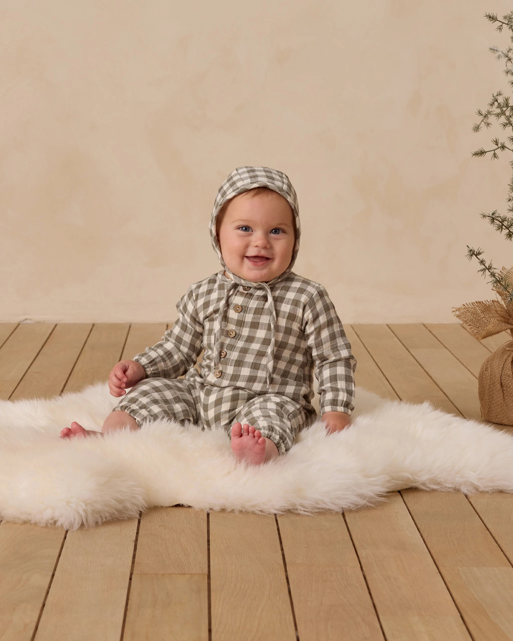 Woven Jumpsuit Forest Check - Image 2