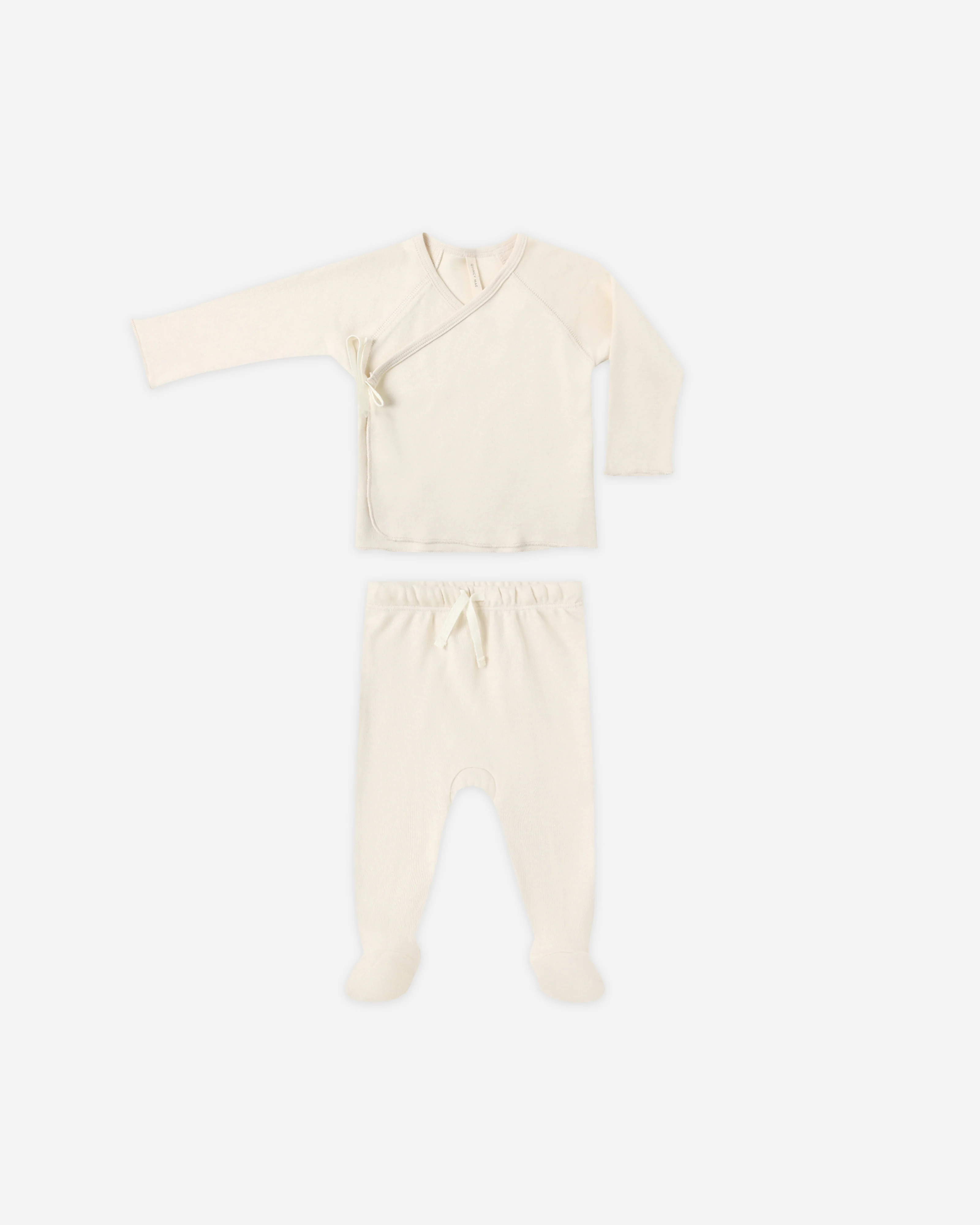 Wrap Top + Footed Pant Set Natural