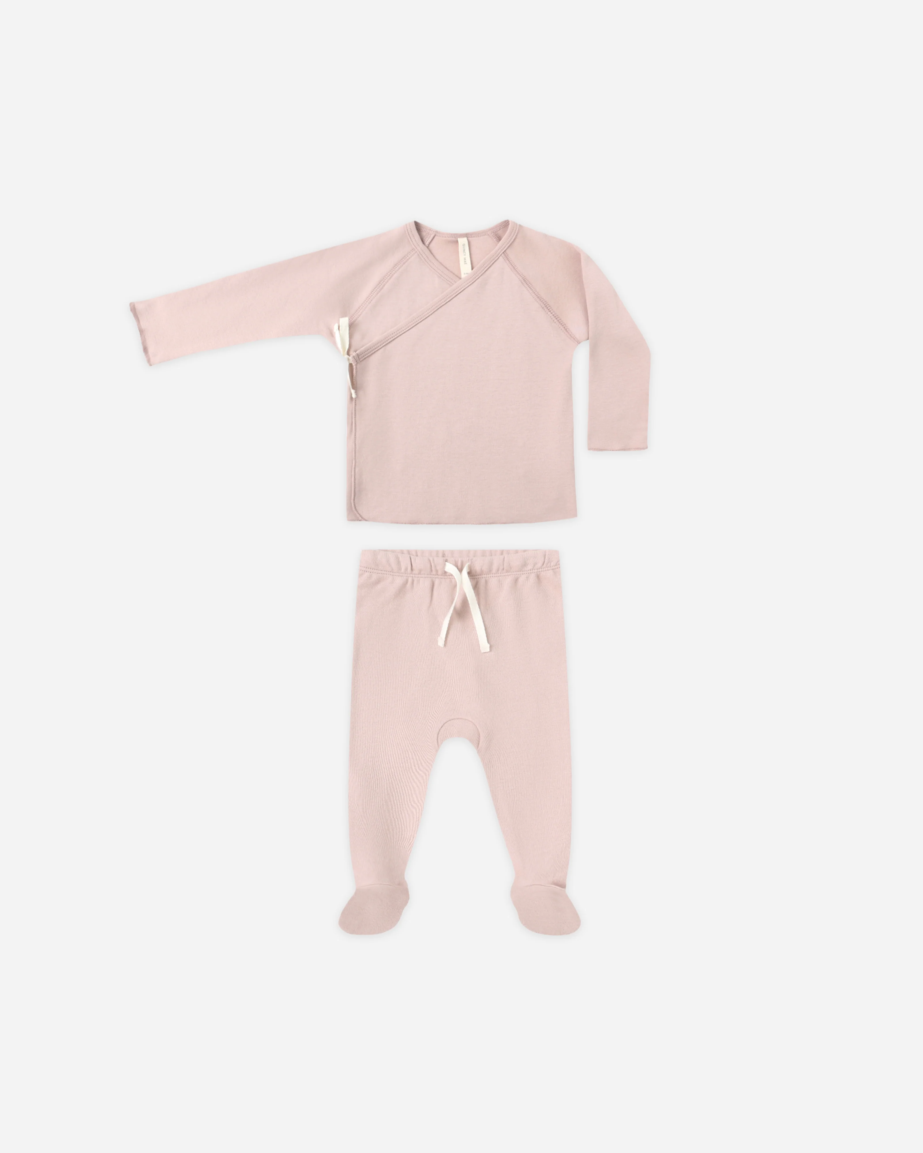 Wrap Top + Footed Pant Set Rose