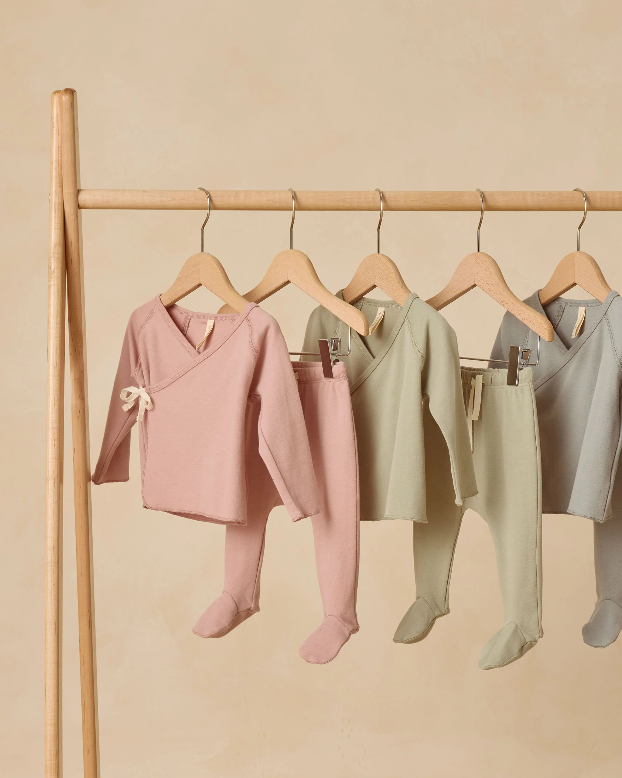 Wrap Top + Footed Pant Set Rose - Image 2