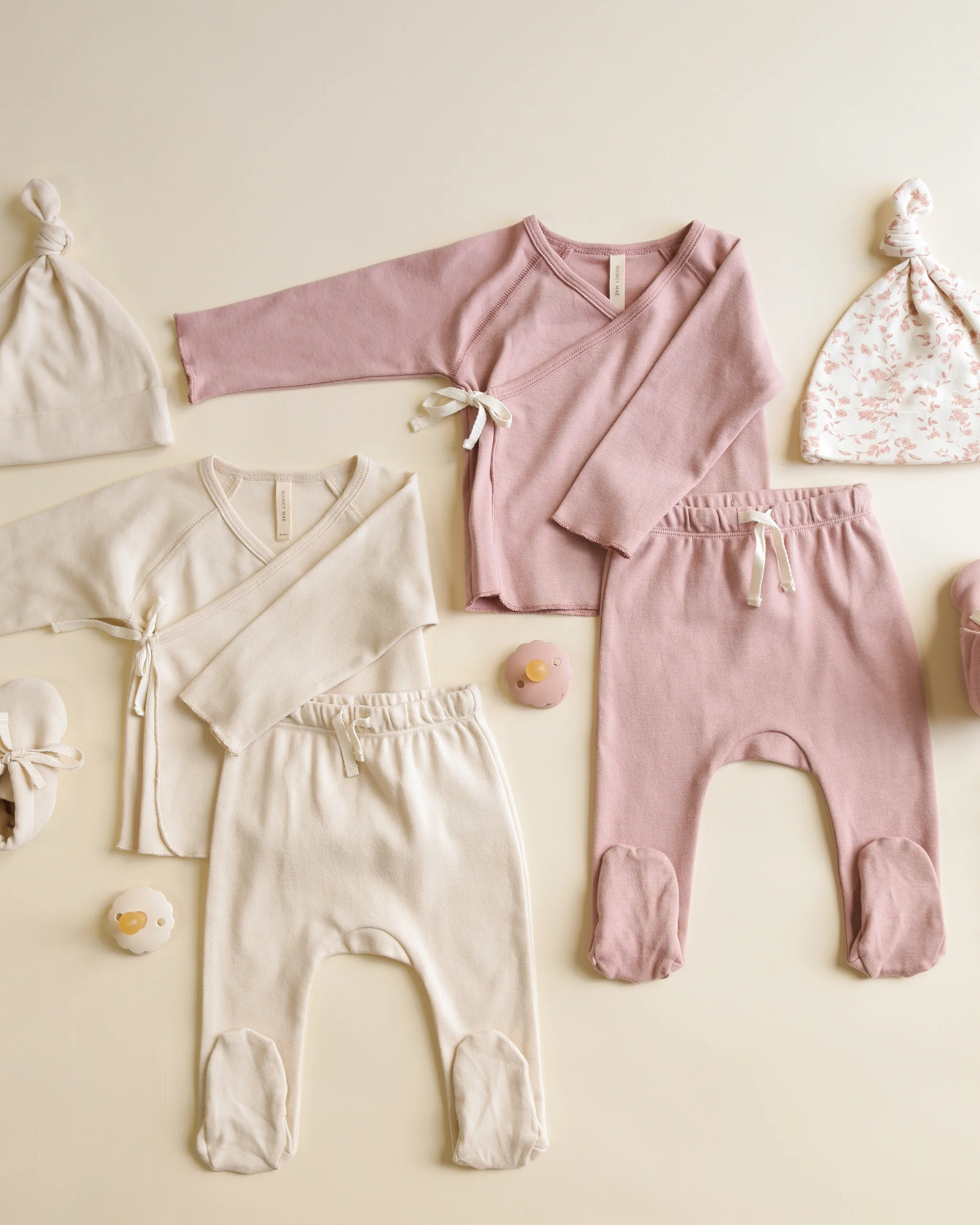Wrap Top + Footed Pant Set Rose - Image 4