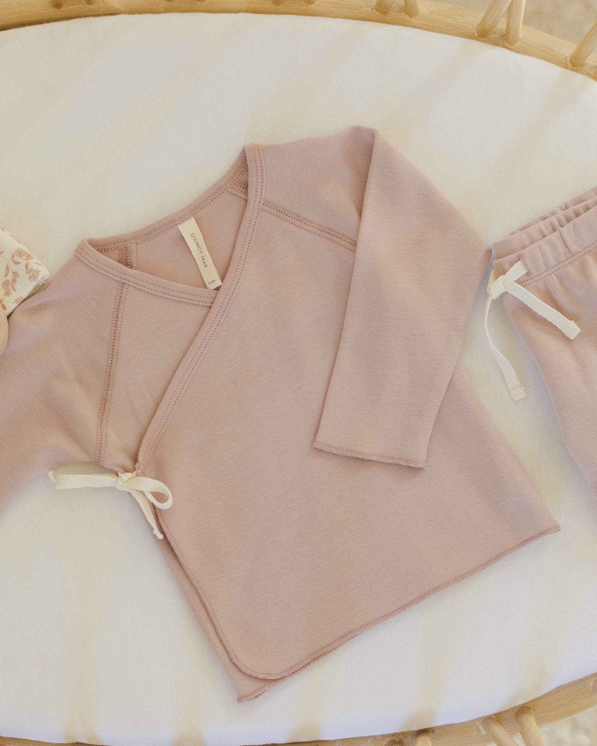 Wrap Top + Footed Pant Set Rose - Image 6