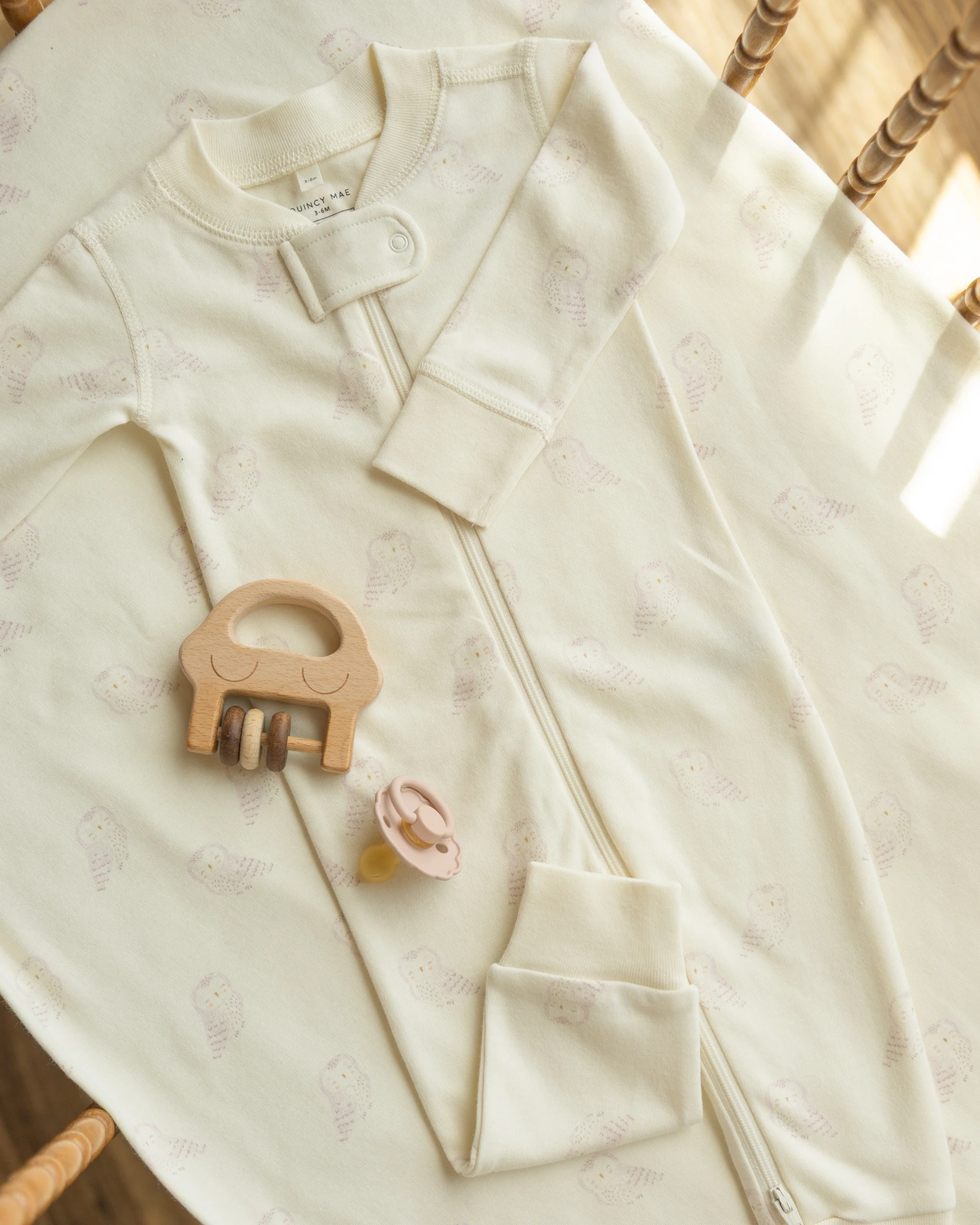 Zip Long Sleeve Sleeper Snow Owls - Image 3